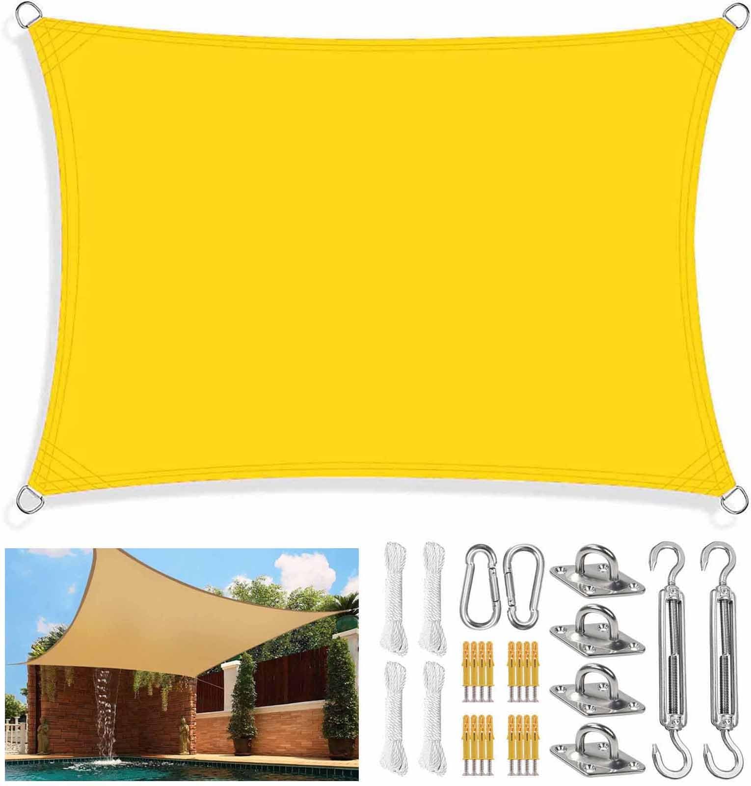 Vela Ombrellante Rettangolare Beige 8x16 Piedi (244x488 Cm) - Tettoia In Tessuto Protettivo