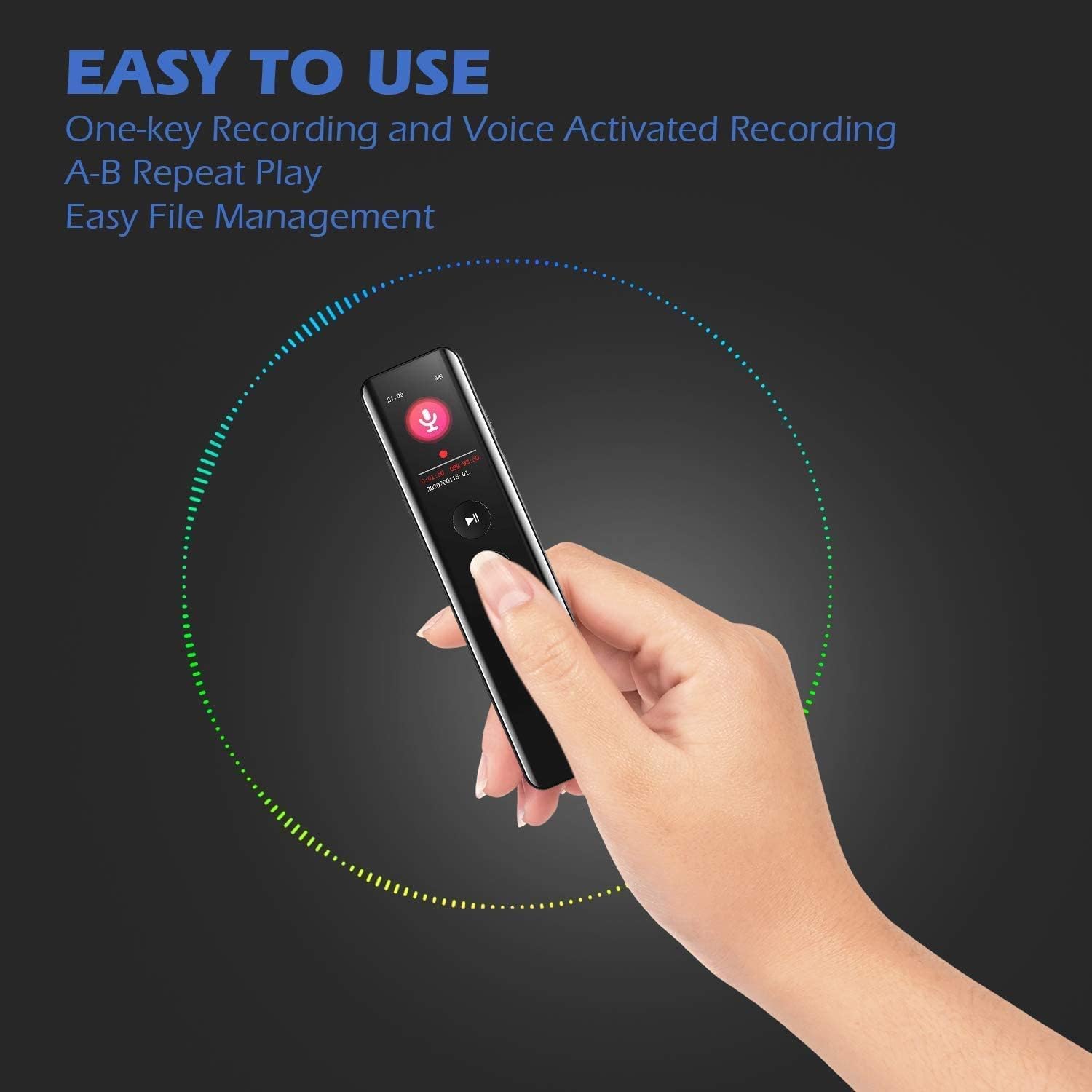 Hand holding REMAX RP3 demonstrating one-key recording