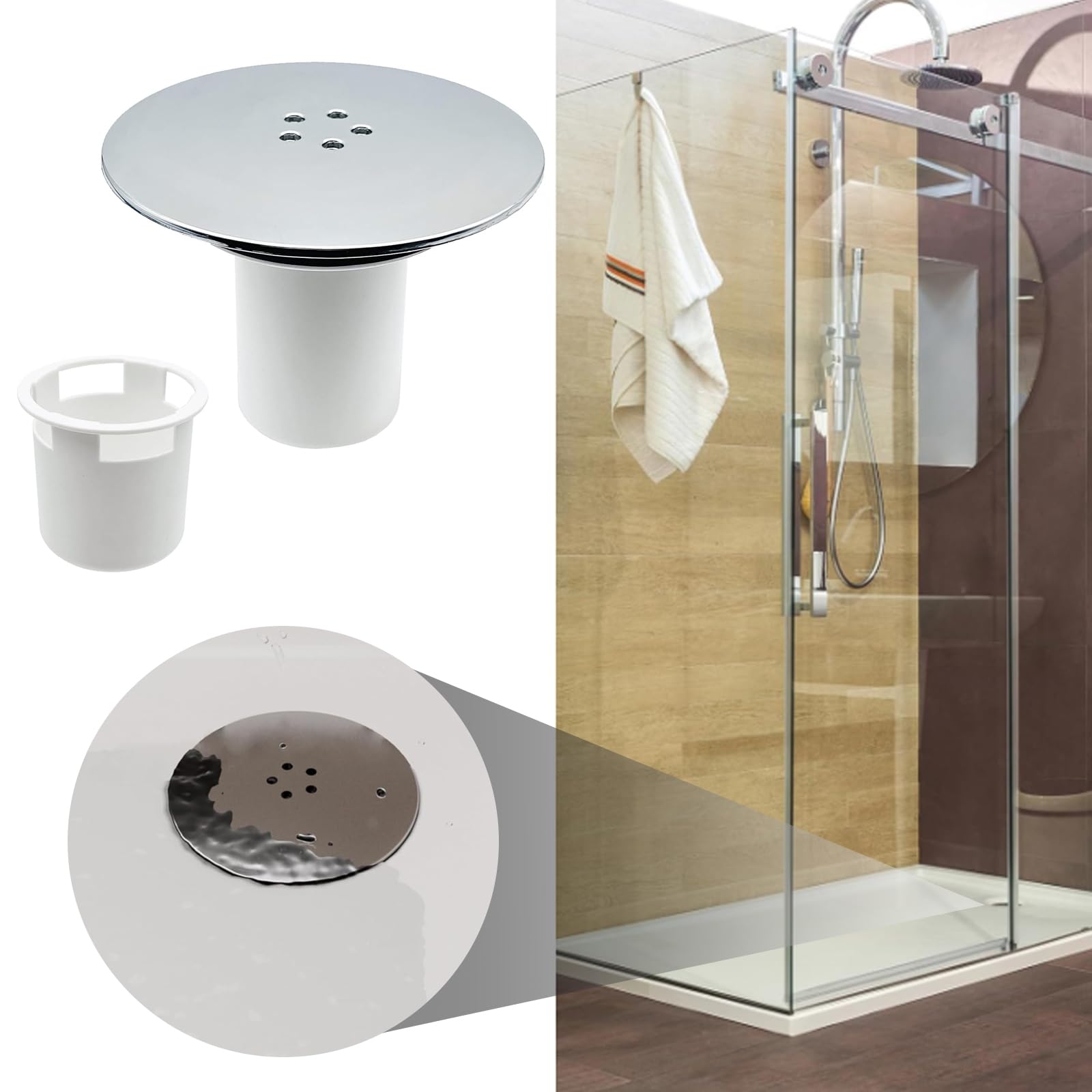 Duschabfluss Abdeckung Mit Haarfänger – 90 Mm/115 Mm, Rund-Design, Werkzeuglos Montierbar, Weiß