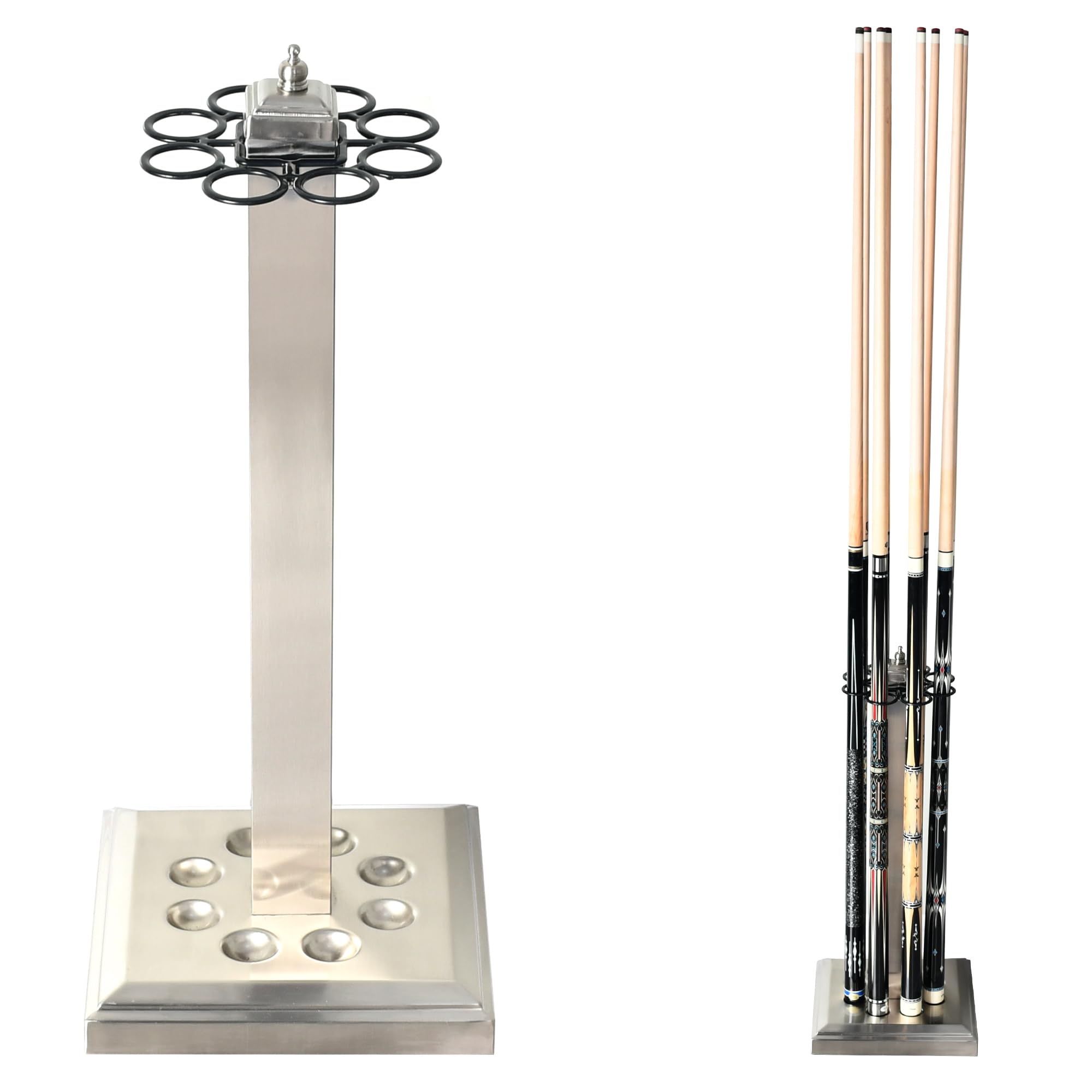 CROWN ME Floor stand metal billiard cue rack, pool cue holder-Finish Silver