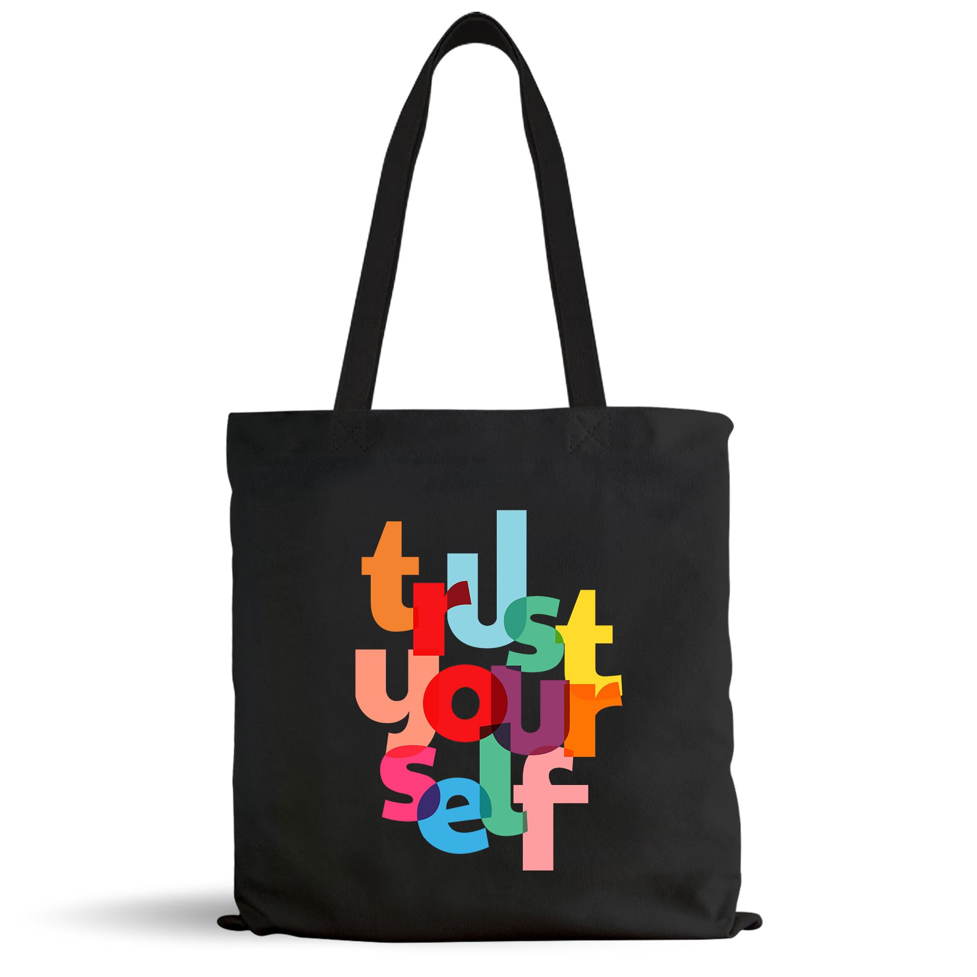 Goelite Trust Yourself Tote Bag For Women With Zipper | Canvas Cloth Totes Suitable For Grocery, Shopping, Girls College And Daily Use | Aesthetic Stylist Look Travel Handbag For Multipurpose Use