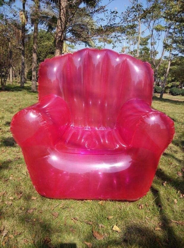 Transparent Inflatable Couch Chair Sofa for 2 persons, Blow Up Couch Bean Bag Lazy SofaChair Camping Furniture for Backyard Lakeside Beach Traveling Camping Picnics Music Festivals ( Color : Rojo )