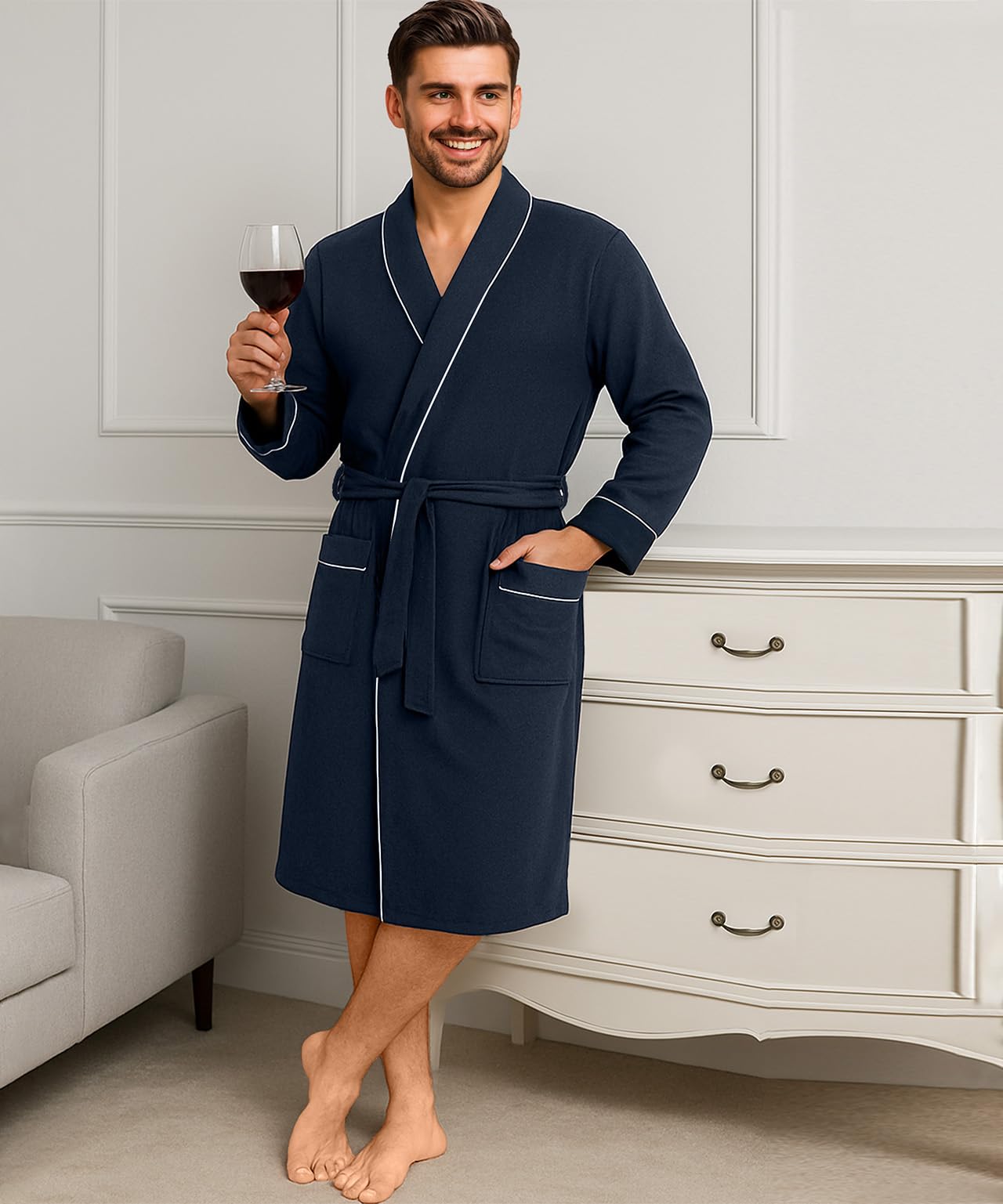 NY Threads Herren-Bademantel aus Baumwollmischgewebe