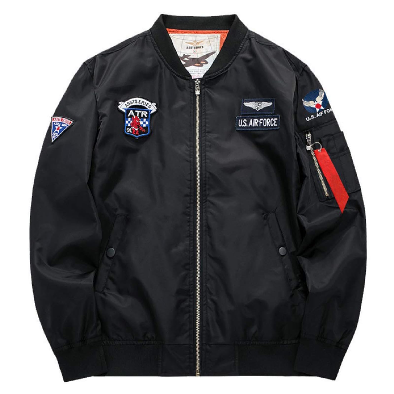 CORIRESHA Mens Apollo NASA Patches Slim Fit Bomber Jackets Windbreaker