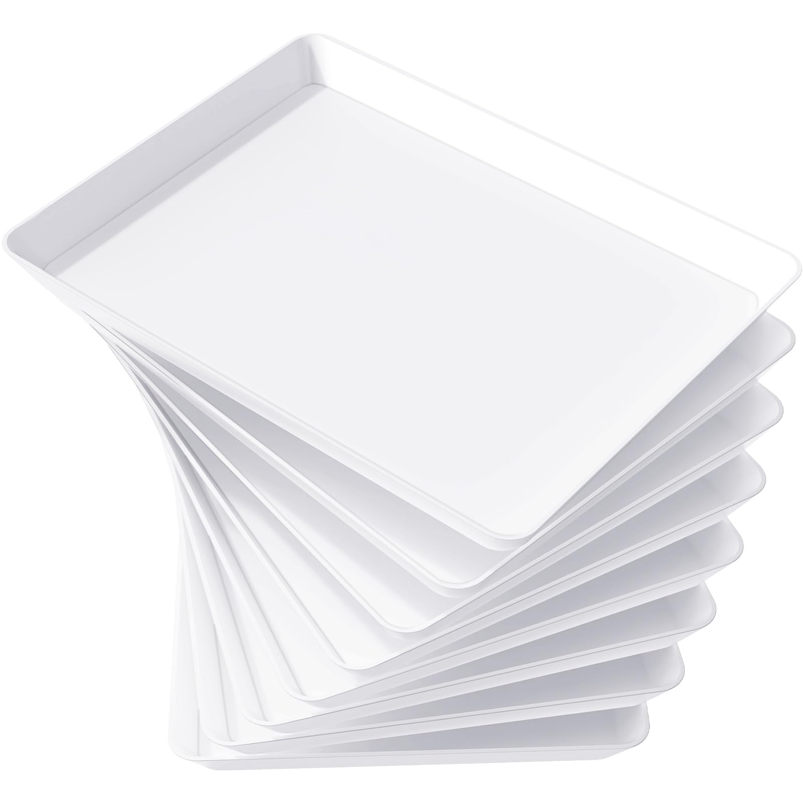 Lifewit Plastic Serving Tray, White Serving Platters for Party Food, BPA Free, Trays for Charcuterie Dishes, Reusable Platter for Snacks, Fruit, Cookies, Sandwich, Set of 8, 41 x 30cm