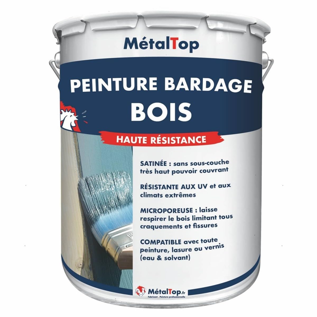 Metaltop - Peinture Bardage Bois - Gris anthracite - RAL 7016-1 L - Protection longue durée pour bois neufs ou anciens, microporeuse et résistante UV