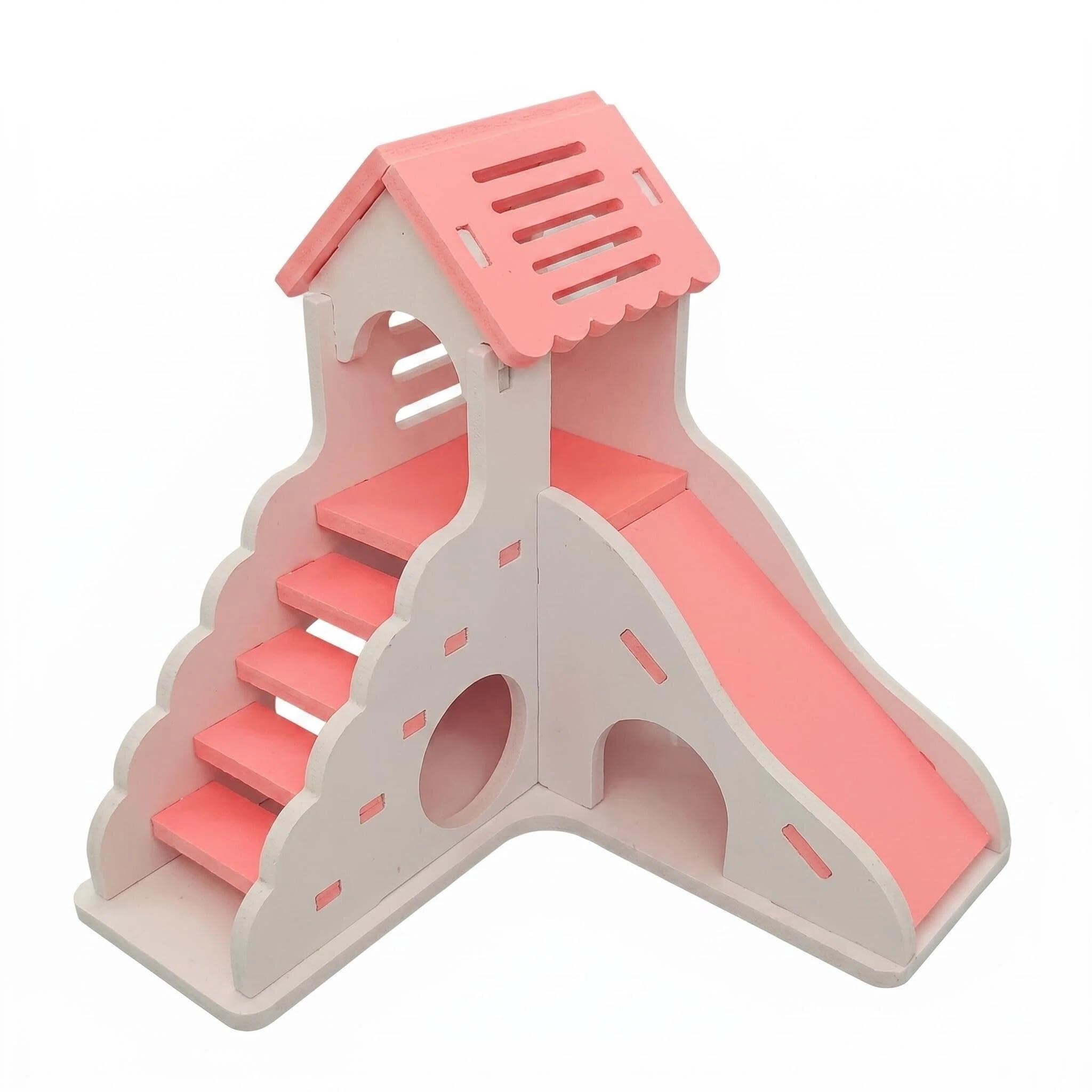 Pink Hamster Slide Loft Small Pet Playground PVC Hamster Cage Accessories Hamster Hideout Hamster Toys for Hamsters Gerbils Mice Small Animals