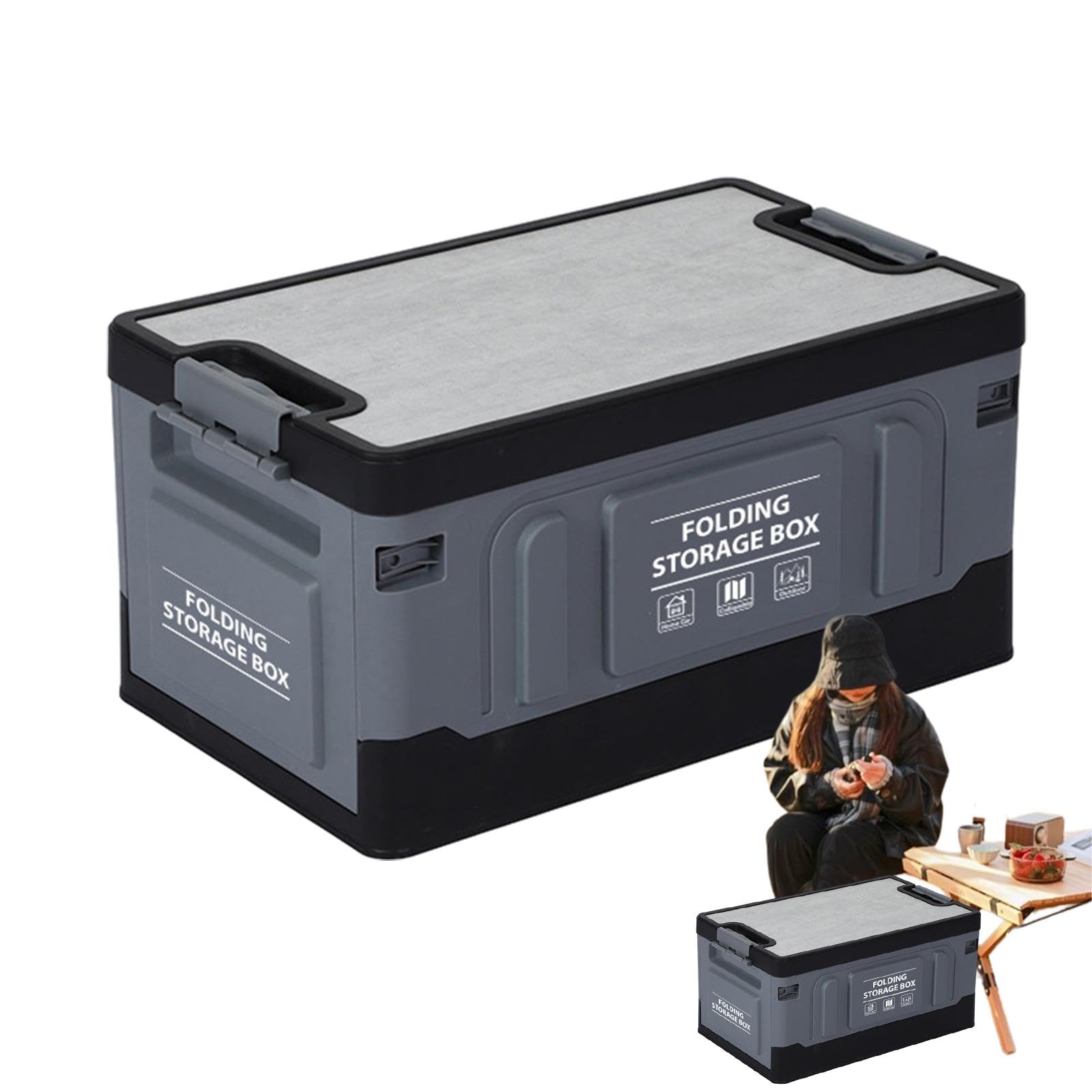 Caja de almacenamiento plegable para maletero, organizador de maletero, 60 L, impermeable, maletín plegable | Maletín de almacenamiento para viajes por carretera para herramientas de camping, ropa, | 60 L, impermeable, maletín plegable | Maletín de almace