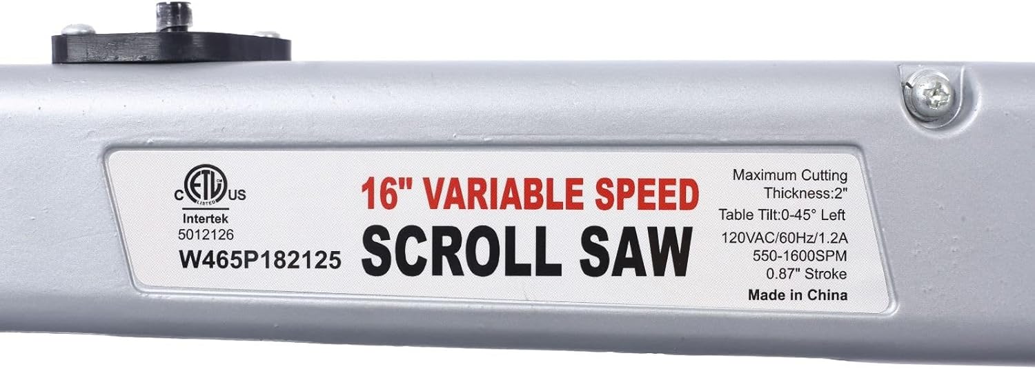 16-Inch Variable Speed Scroll Saw with Tilting Table - Precision Woodworking Tool for Intricate Cuts, Green