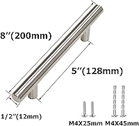 Vista 2 de Manijas de gabinete, 1 paquete de 30 tiradores de acero inoxidable con barra en T de tubo hueco para cajones, pomos de armario para muebles