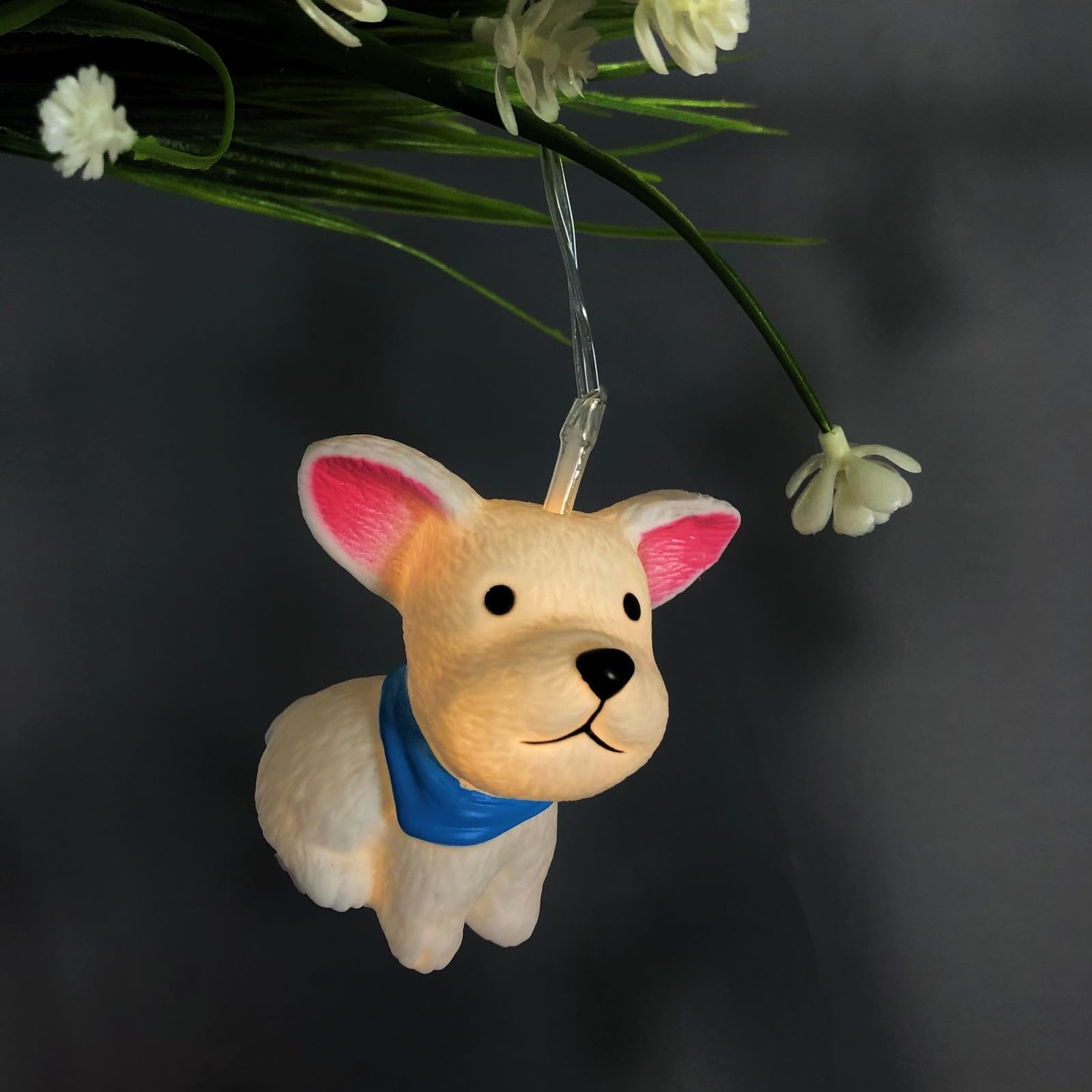 Cadena de luces de 1,65 m, funciona con pilas, con función de temporizador, 10 LED, luz nocturna, cadena de luces para niños, dormitorio, Navidad, Halloween, cumpleaños, decoración (perro
