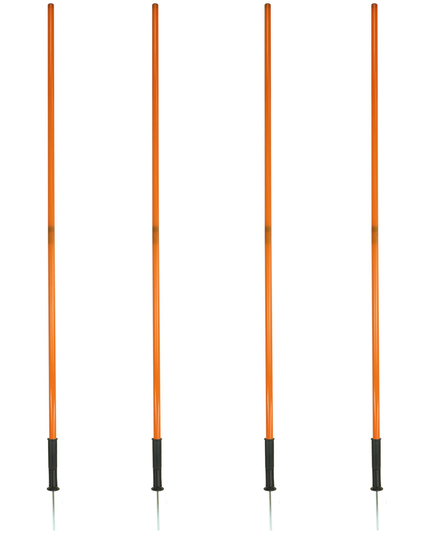 Kombi-Hülse aus Kunststoff mit Kippgelenk & Slalomstange 180 cm – 4er Set – Stange für Slalom & Koordinationstraining – für Fußball & Hundesport – Slalom-Set