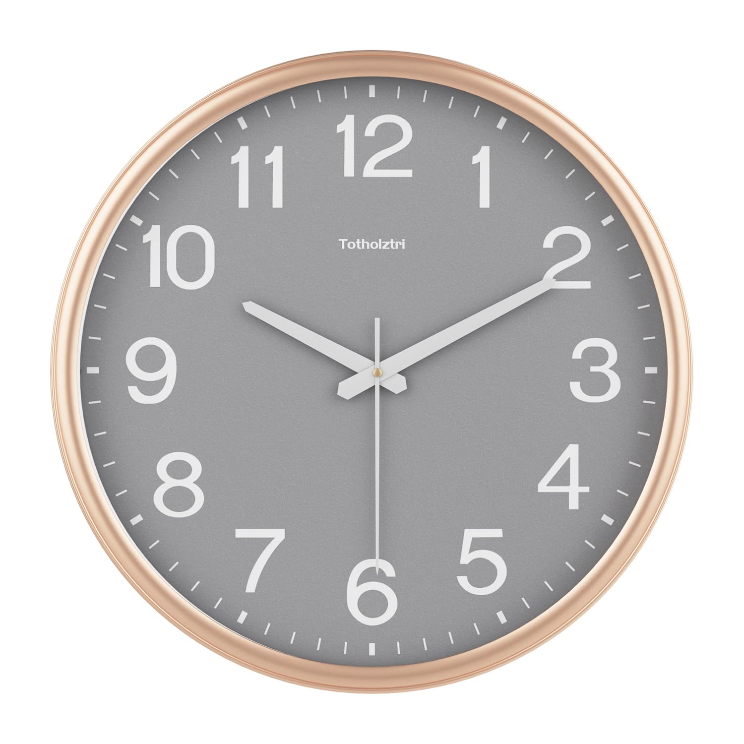Totholztri Wall Clock 16Inch Gold Wall Clock Silent Non Ticking Modern Battery Operated Wall Clocks for Home Office School Kitchen Bedroom Living Room