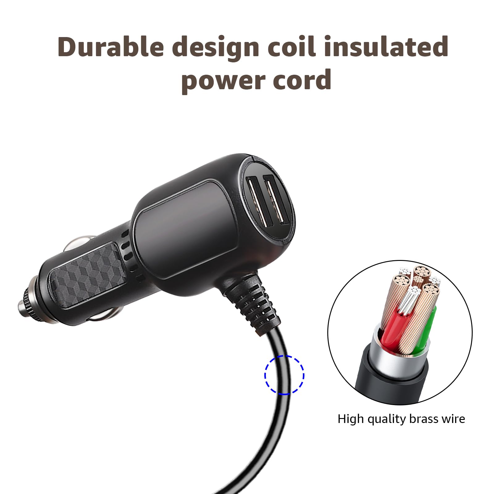 Cargador de coche mini USB de doble puerto para Garmin Nuvi GPS, cable de carga USB de repuesto compatible con Garmin GPS RV, zumo, eTrex, DriveSmart DriveAssist Series