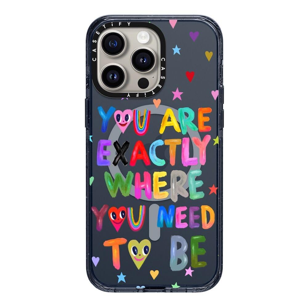 CASETiFY Impact Case per iPhone 15 [4X Military Grade Drop Tested / 2,5 m Drop Protection/Compatibile con Magsafe] - Cute Clouds - Clear Black
