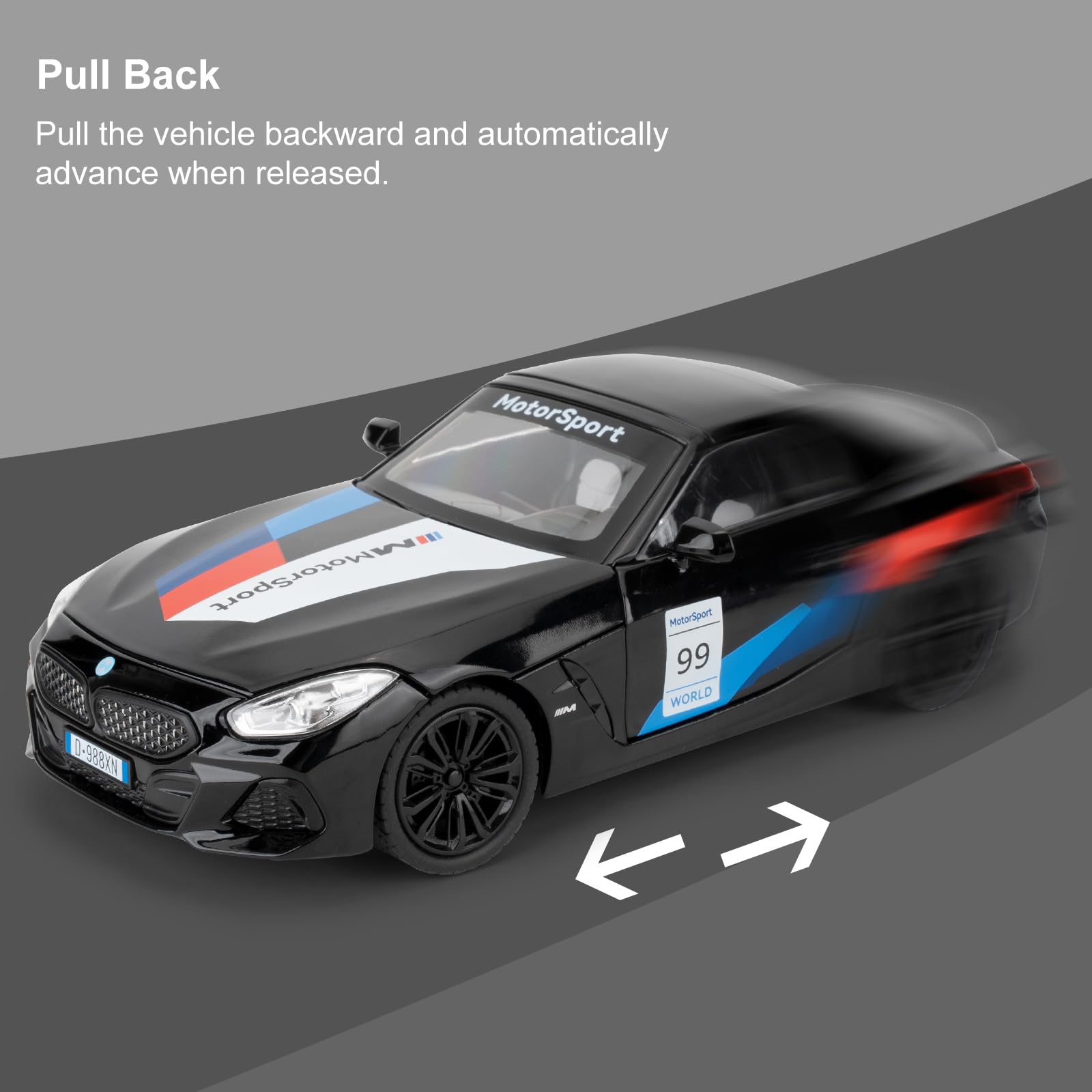 imtfzct Diecast Alloy Toy Cars, 1/24 Scale Z4 Model Car, Pullback Vehicle - Image 3
