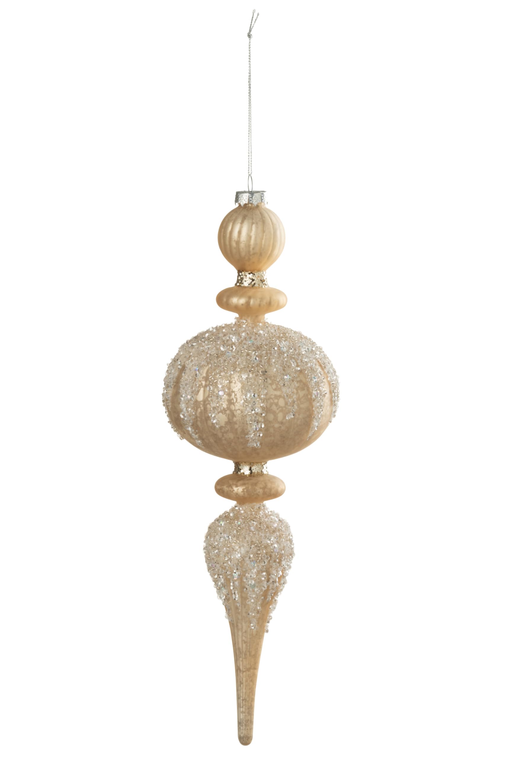 Boule de Noël goutte or en verre pailleté J-Line pour sublimer le salon en fête