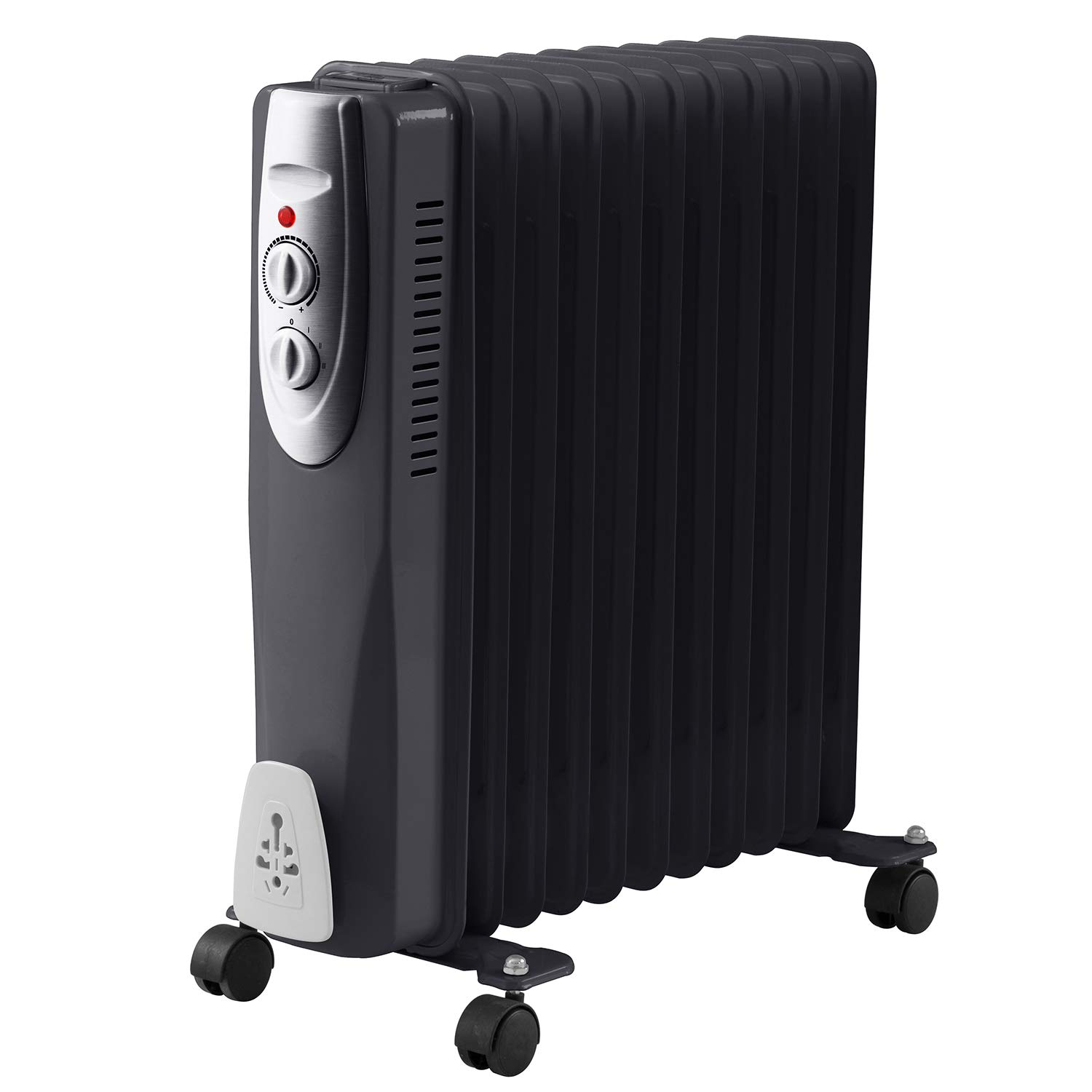 2500W 11 Fin Oil Filled Radiator, 3 Heat Settings and Thermostat Timer, Overheat Safety Cut-off, 2.5kw Portable Heater with Quiet Operation, Black (1)