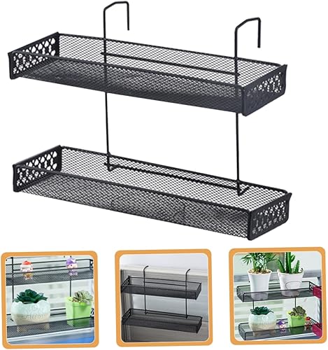Miniatura 2 de BESTOYARD Estante de almacenamiento colgante 2pcs organizador de acero al carbono armario de oficina alféizar de ventana Estante colgante