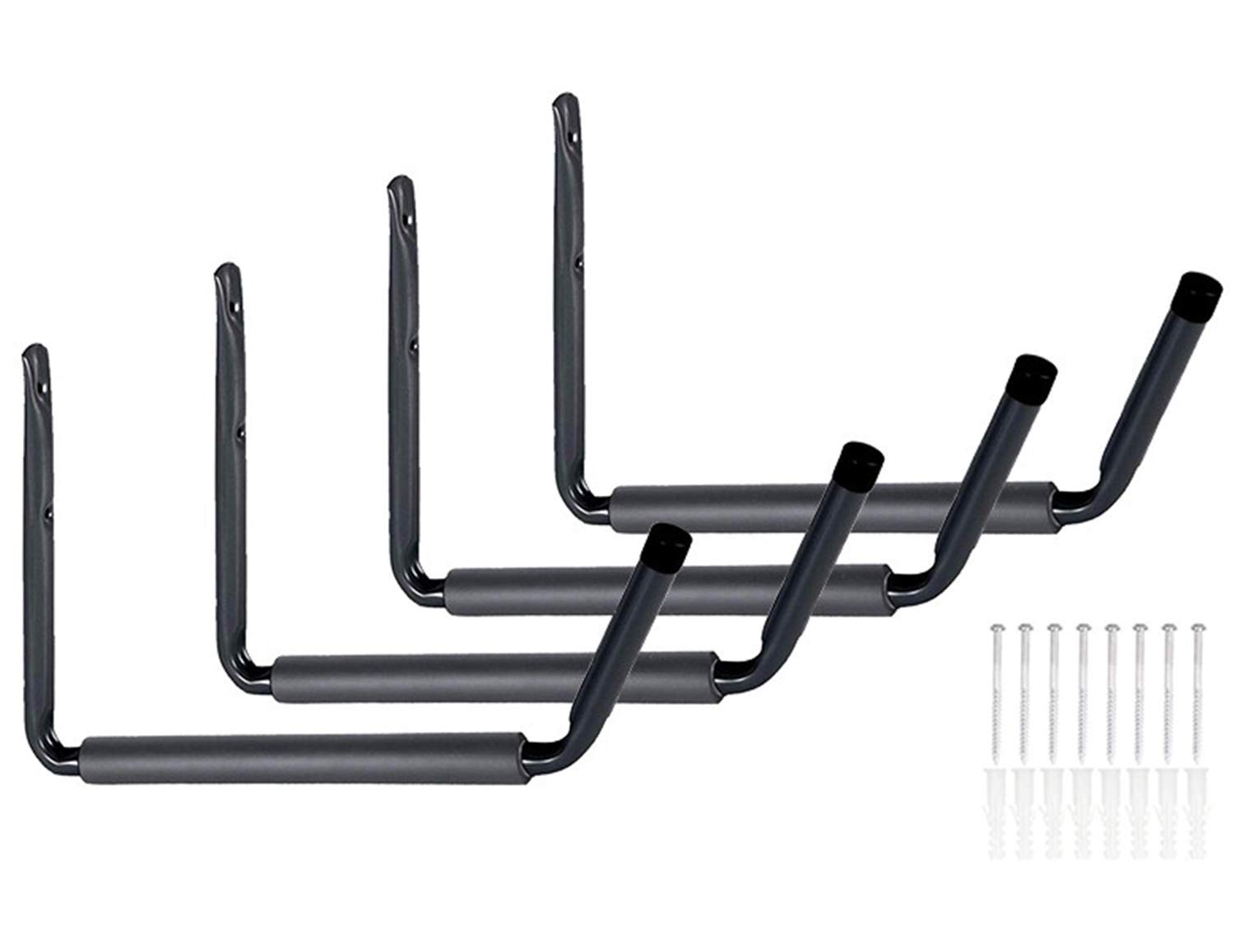MENG ZHI AO 4 Pcs Large Heavy Duty Kayak Storage Utility Rack Hooks with Jumbo Arm Wall Mount Garage Storage Hanger Organizer for Garage Canoe Chair Paddle Board Surfboard Ladder Garden Hose