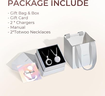 Long Distance Touch Necklace for Couples, Vibration & Light Up Smart Love Jewelry, Distance Relationship Gift for Girlfriend, Boyfriend, Him and 1:1 Bluetooth Pairing by Companion App