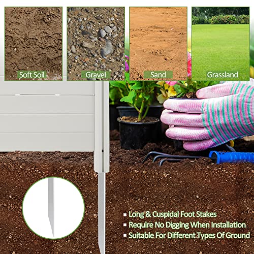 Dragosum 48"W X 49"H Outdoor Privacy Screen, Garden Air Conditioner Fence Trash Enclosure Trash Can Hider, Pvc Vinyl Freestanding Picket Fences With 3 Stakes (2 Panels-White) #TOP5