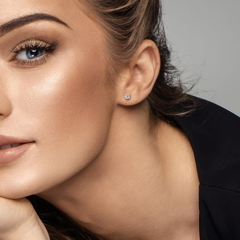Image of Lab-Grown Diamond Stud Earrings With Unique laser engraved Diamond ID, Set In Platinum, White Gold or Yellow Gold - D Color, VVS2 Clarity, IGI Certified Lab-Grown Diamonds - Available in 1 to 5 CTTW