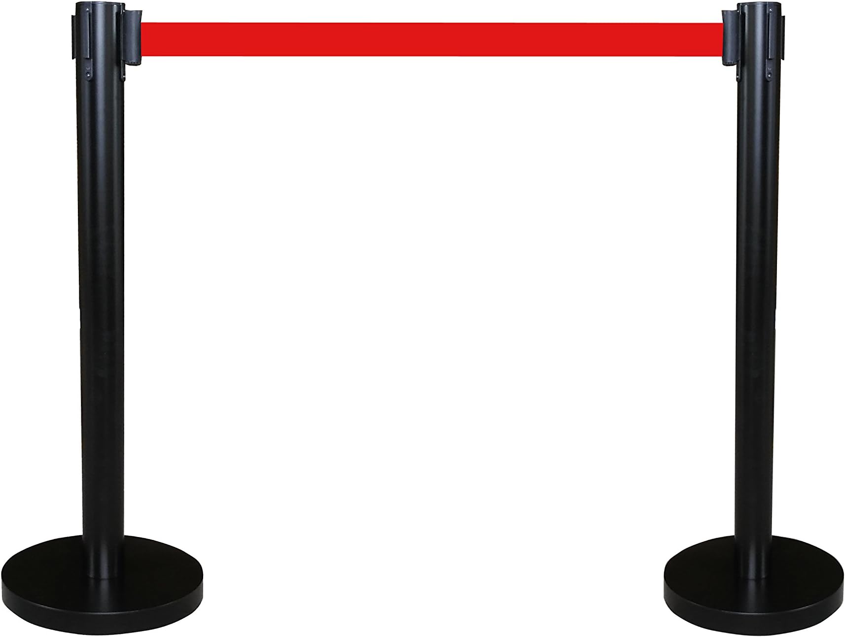 FixtureDisplays Black Crowd Control Stanchion Queue Barrier Post RED Strap 78" Retractable 12004-10-2PK