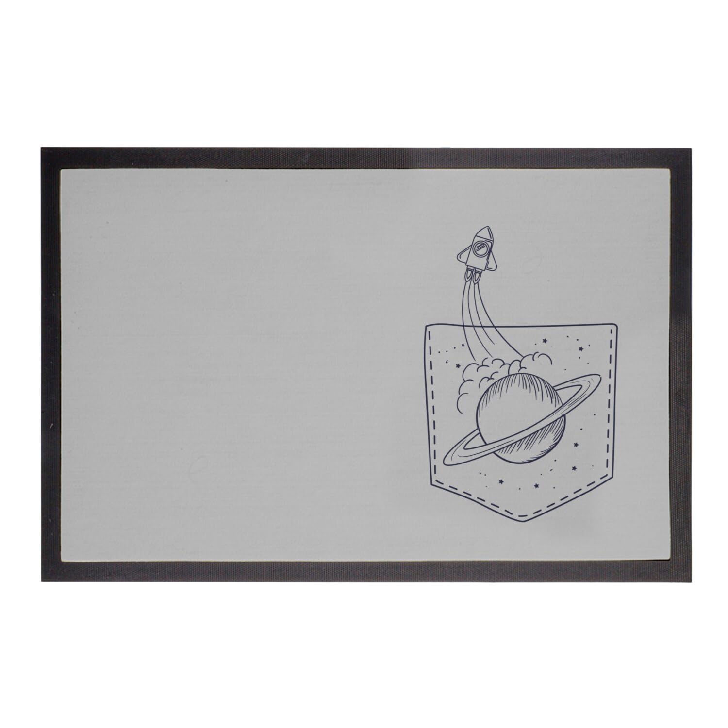 Paillasson gris essuie-pieds antidérapant fusée spatiale dessin 60x40