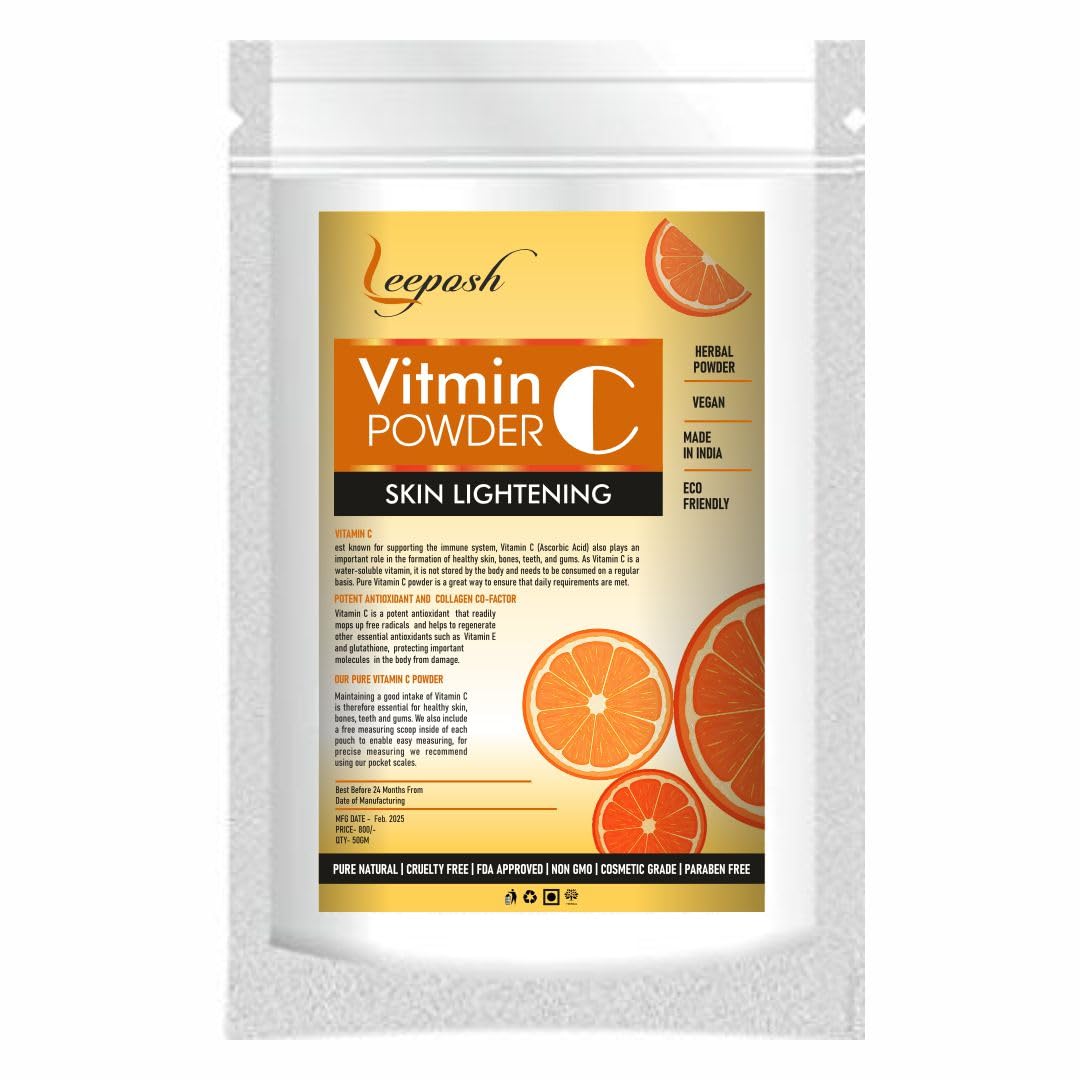 Vitamin C Powder 100% Pure Herbal Ascorbic Acid for Skin Brightening, Collagen & Antioxidant Protection - DIY Serums, Masks & Creams (Vitamin C) 50 gram