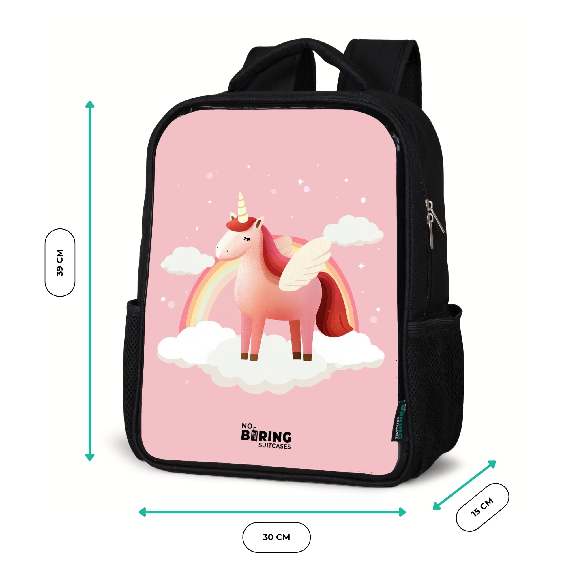 NoBoringSuitcases© Zaino Per Bambini Bambina Nero Piccolo | 8L - Zainetto La Scuola Zaini Scolastici Rosa Ragazze Colorato Asilo Bimbo Leggero