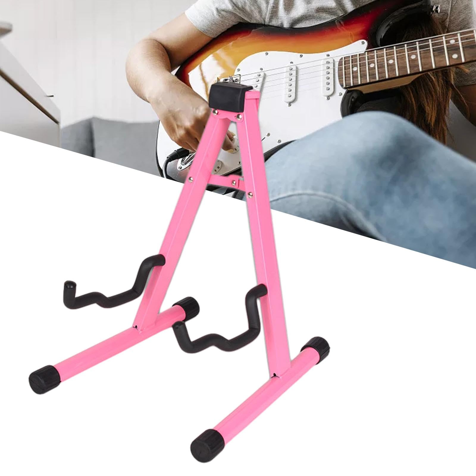 Fancyes Uniwersalny składany stojak na instrumenty, stojak na gitarę, oprawka stojak muzyczny, różowy, 78023008168345386
