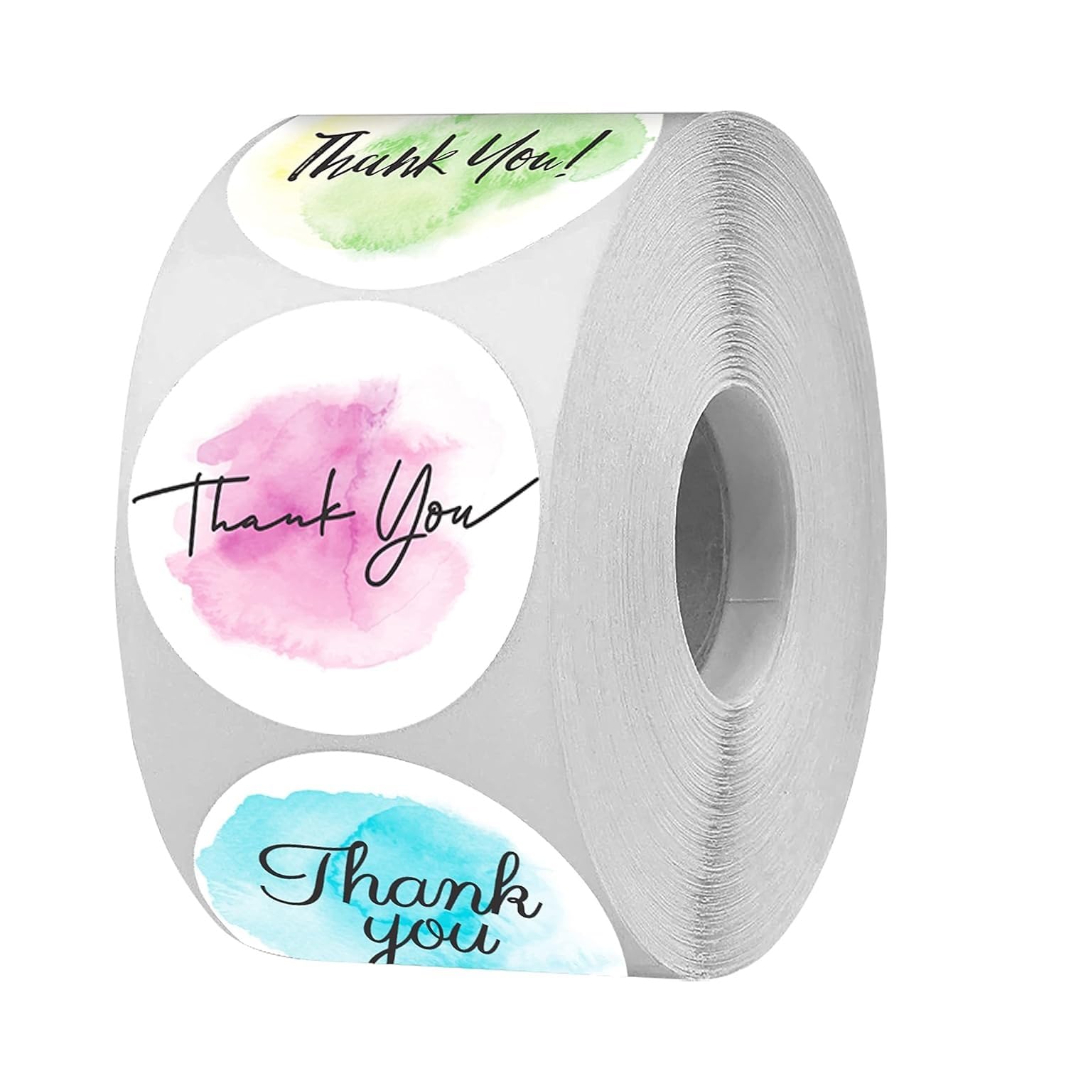 KmCho Thank You Stickers, Round Self-Adhesive Labels for Gift Wrapping, Packaging, Parties, Return Gifts & Business Use - (4 Roll, 4 X 500=2000 Pcs Stickers) (Pack of - 4) 2