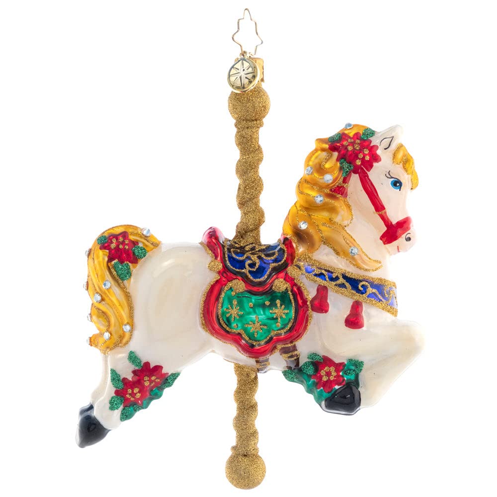 Christopher RadkoHand-Crafted European Glass Christmas Tree Decorative Ornament, Carousel Ride