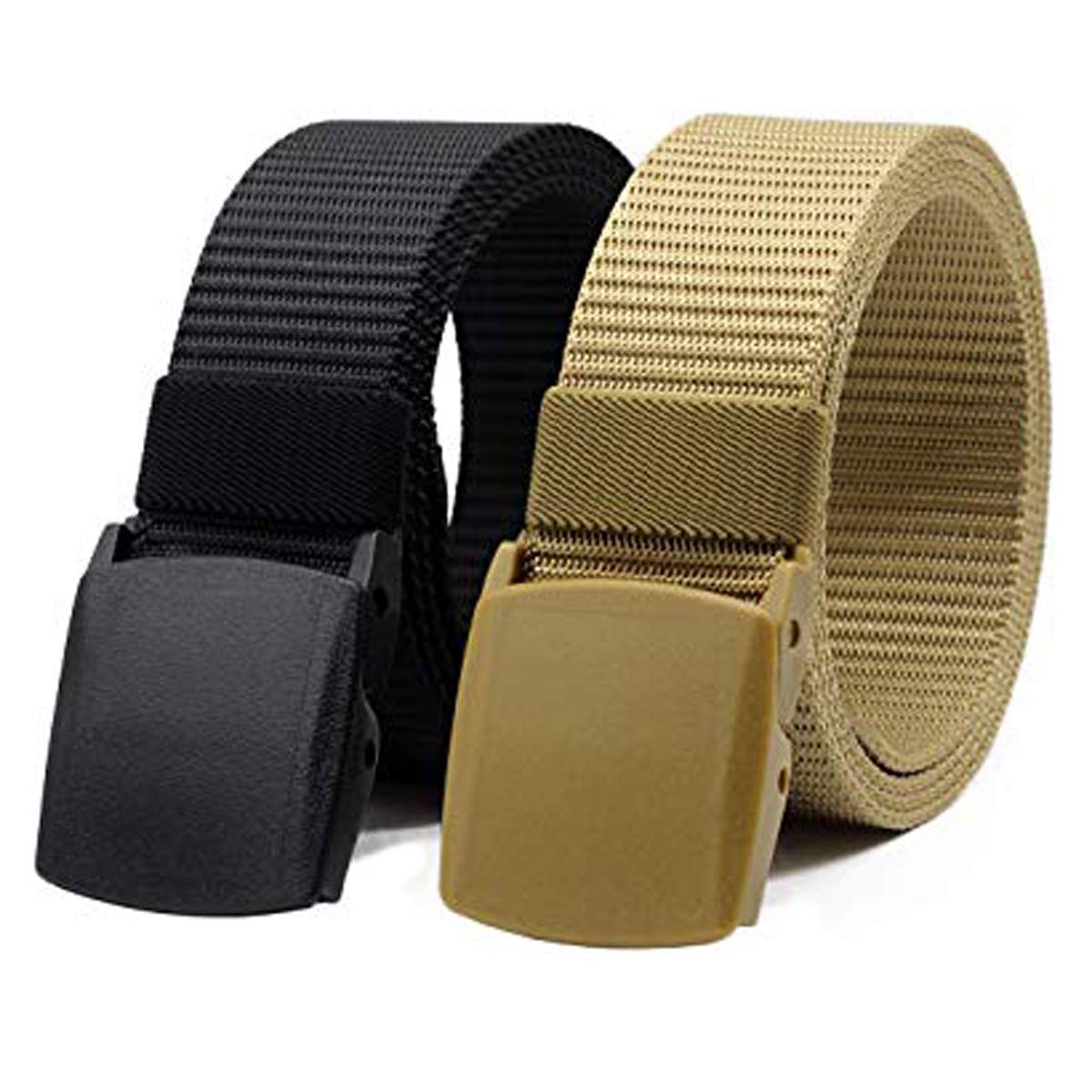 Unisex Nylon & Canvas Waist Belt (BLT063_03_Beige & Black)