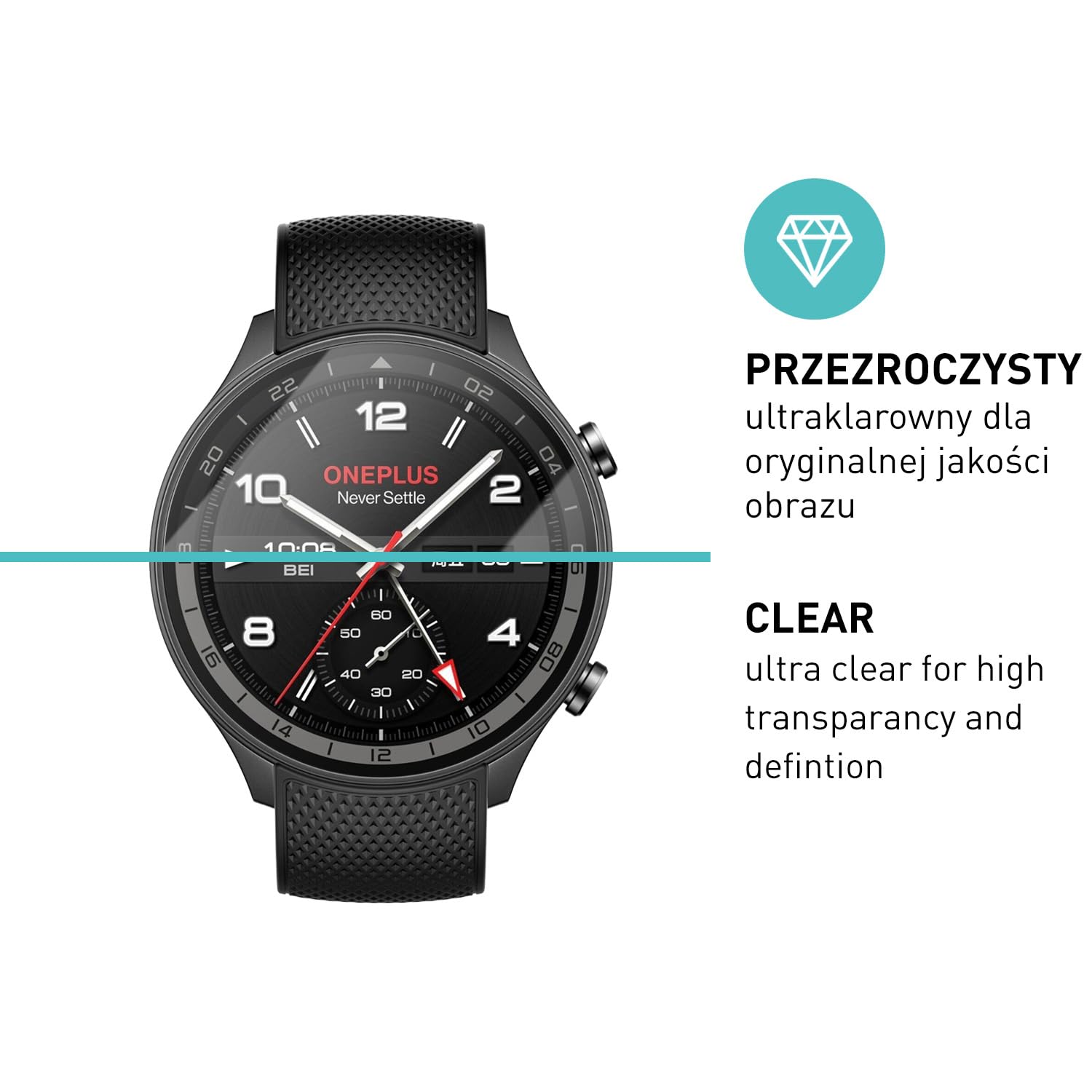smartect Szkło Hartowane [3 Sztuki, Clear] dla OnePlus Watch 2R, Szklana Ochrona Ekranu 9H, Ochraniacz Ekranu bez Pęcherzyków, Bez Odcisków palców