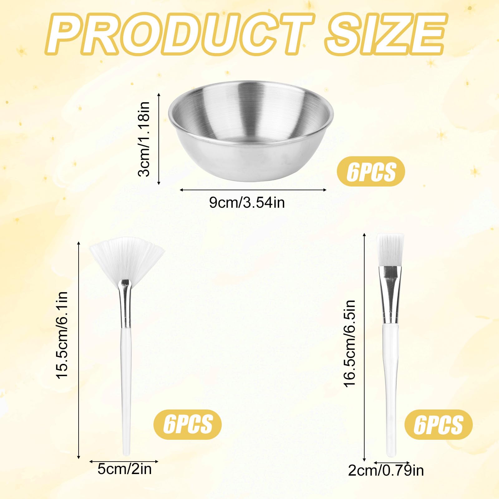 18pcs Esthetician Facial Supplies Set, Including 6 Gold Stainless Steel Bowls - Image 2