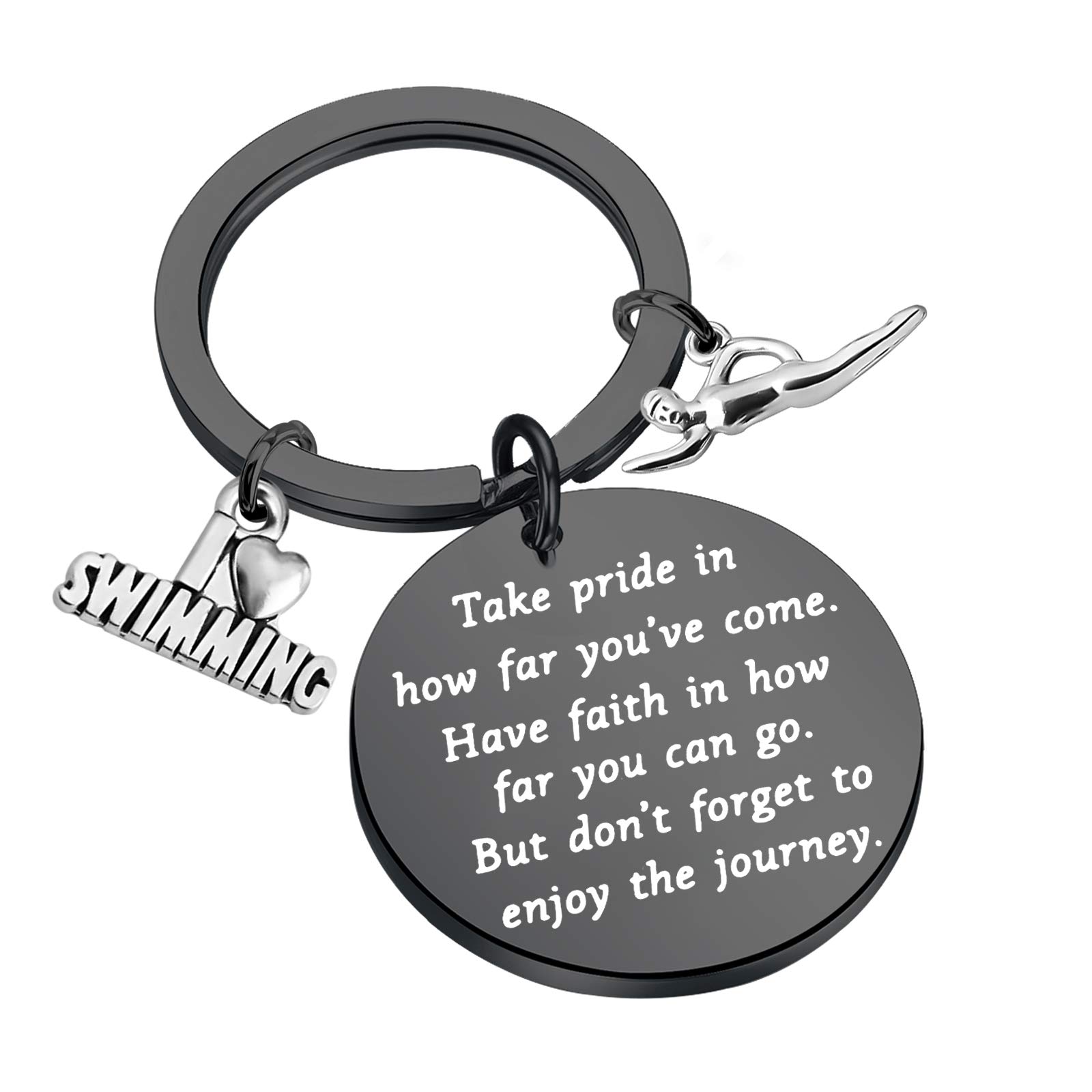 FUSTMWSwim Keychain I Love Swimming Lover Gift Swim Team Inspirational Gift