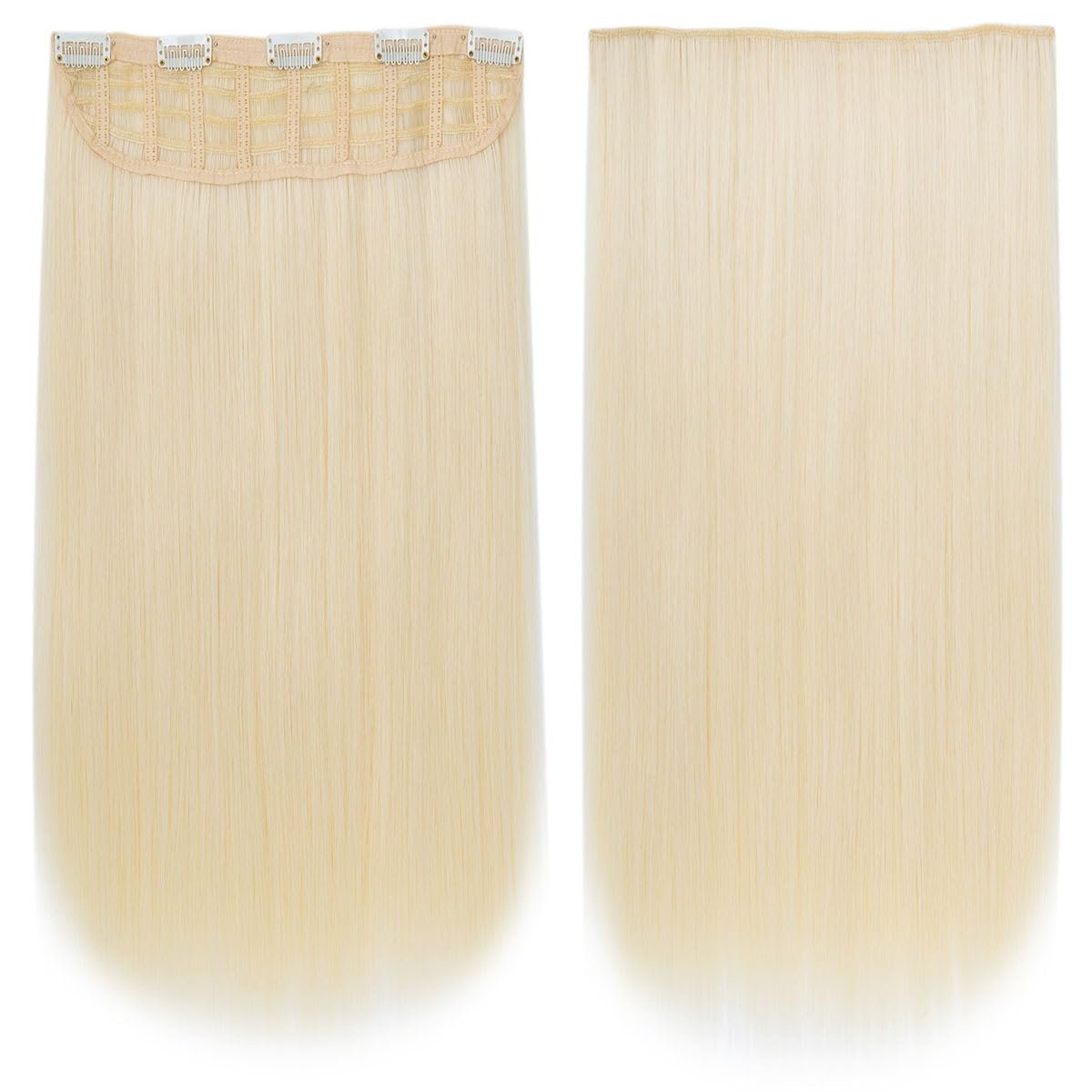 Yamel Clip in Hair Extensions One Piece 5 Clips Long 20 inch Blonde Straight Synthetic Hairpieces 3/4 Full Head Clip in Hair Extension - Image 4