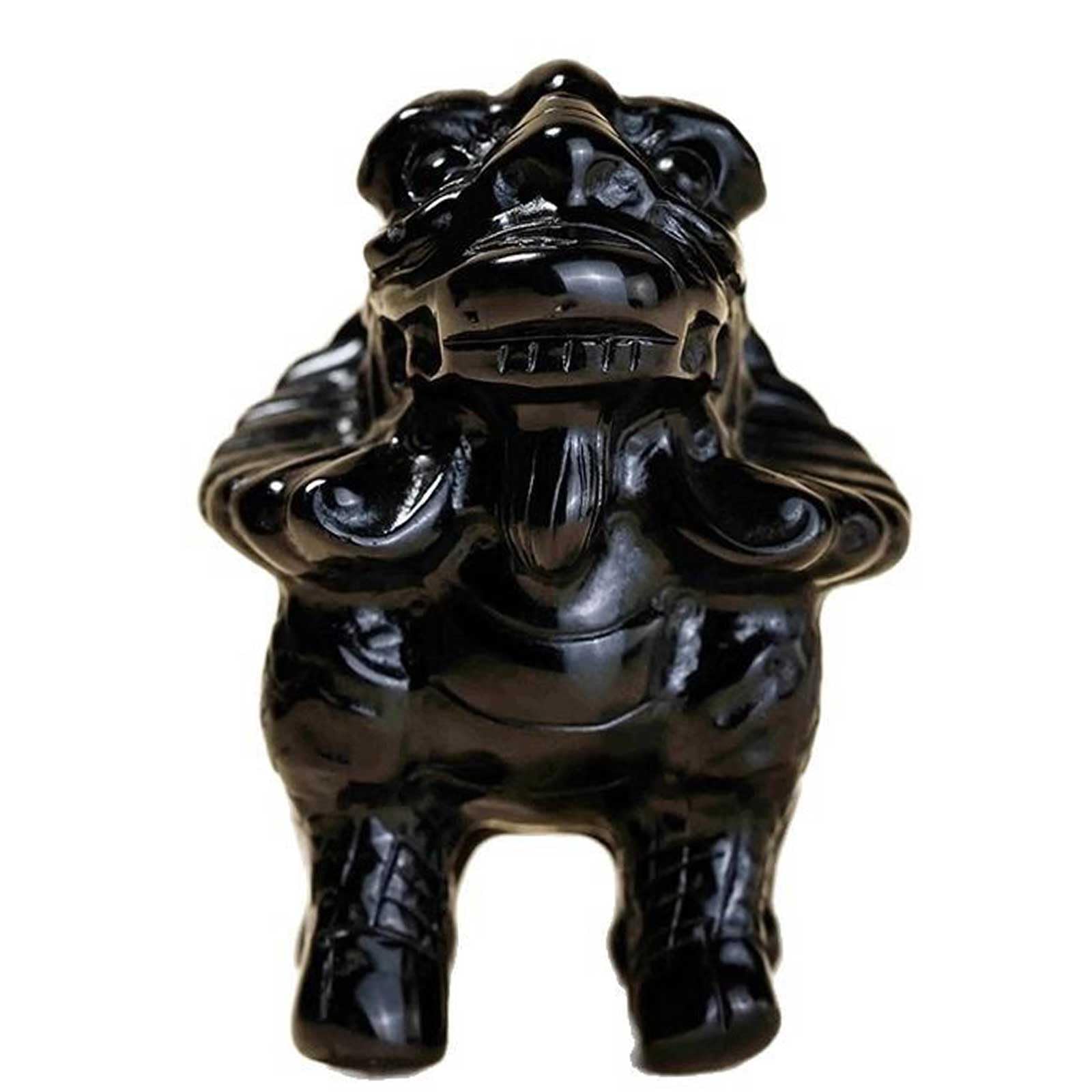 Statua Kylin in Ossidiana Nera, qilin Scultura Decorativa Feng Shui | Figurine Chi Lin in cristallo naturale lucidante per la decorazione dell'ufficio domestico, guarigione energetica