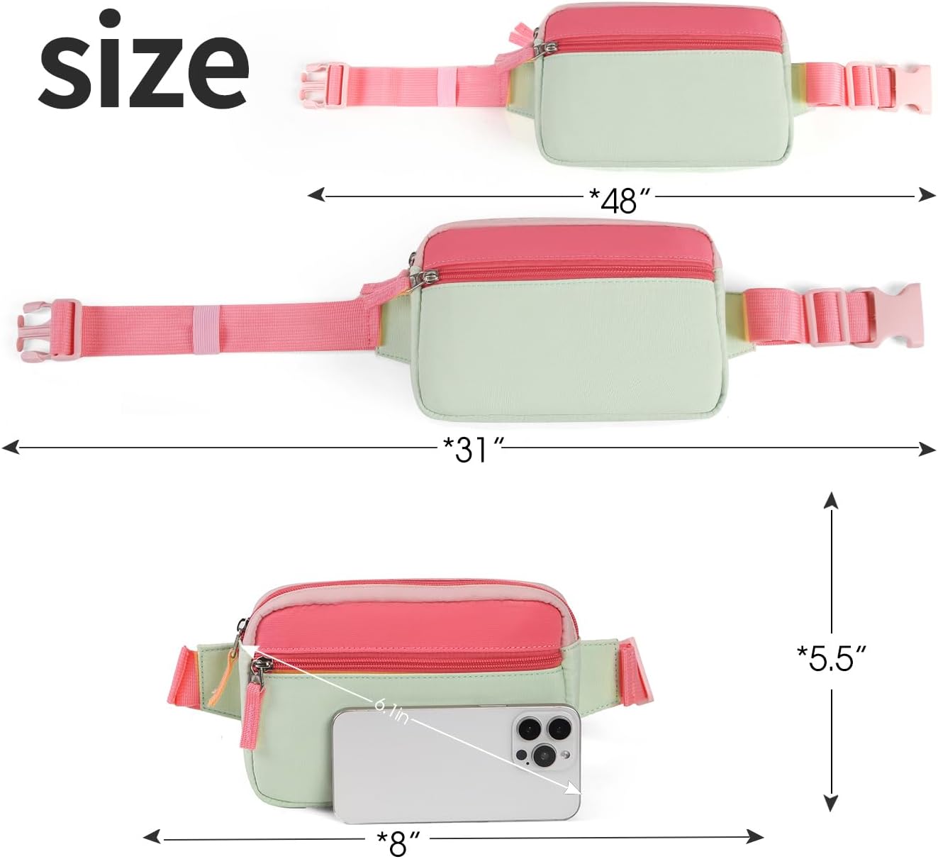 Fanny Pack Teens Easter Basket Stuffers for Kids: Birthday Gift for 5 6 7 8 9 10 11 12 Year Old Teen Girls, Preppy Cute Trendy Stuff Colorblock Crossbody Bag Adjustable Belt Bags for Travel - Image 4