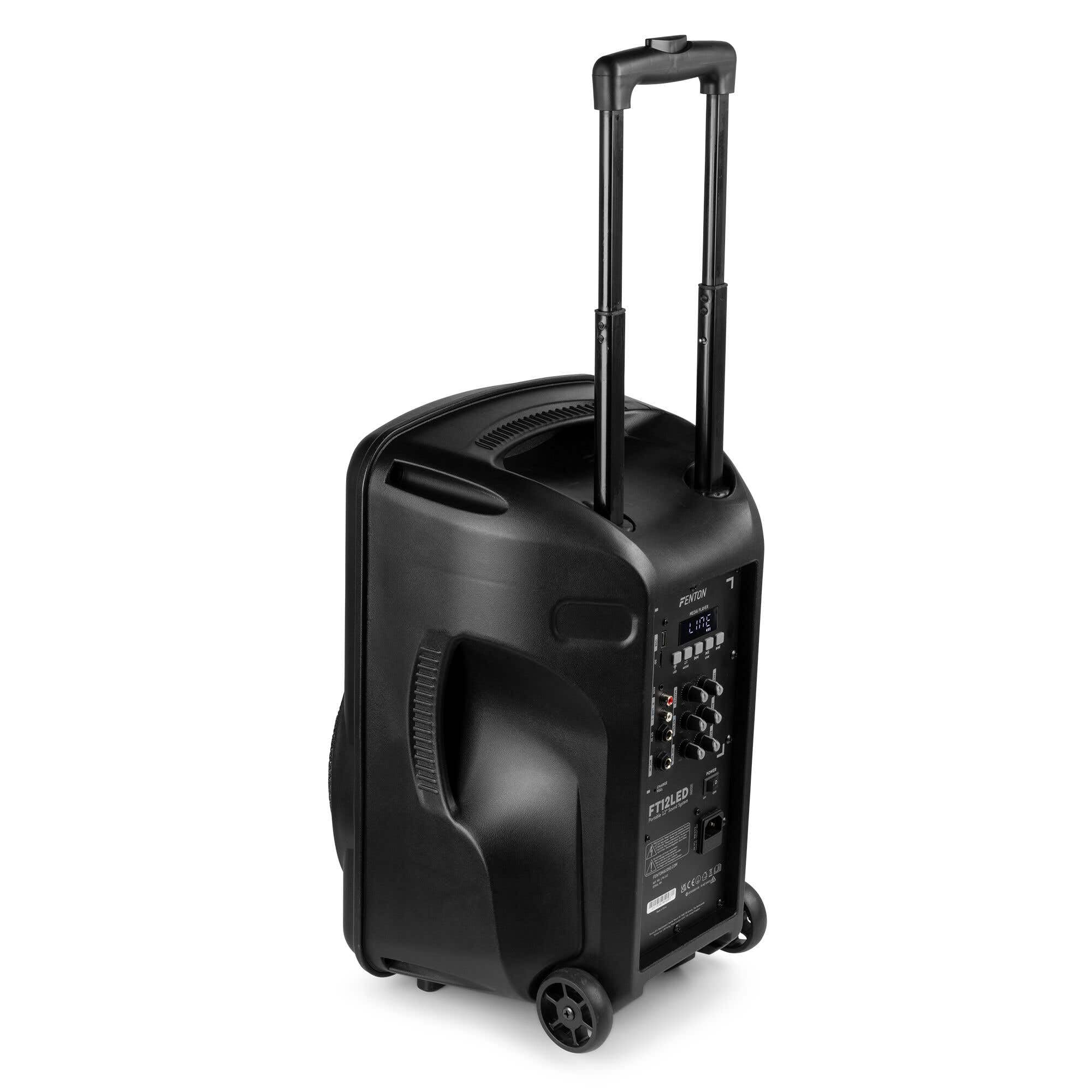 FENTON 170.162 FT12MK2 Sistema Portatile attivo da 700W, con illuminazione LED RGB Woofer da 12” con BT/USB / MP3 e Microfono UHF, Nero (700, Watt) [Classe di efficienza energetica A]