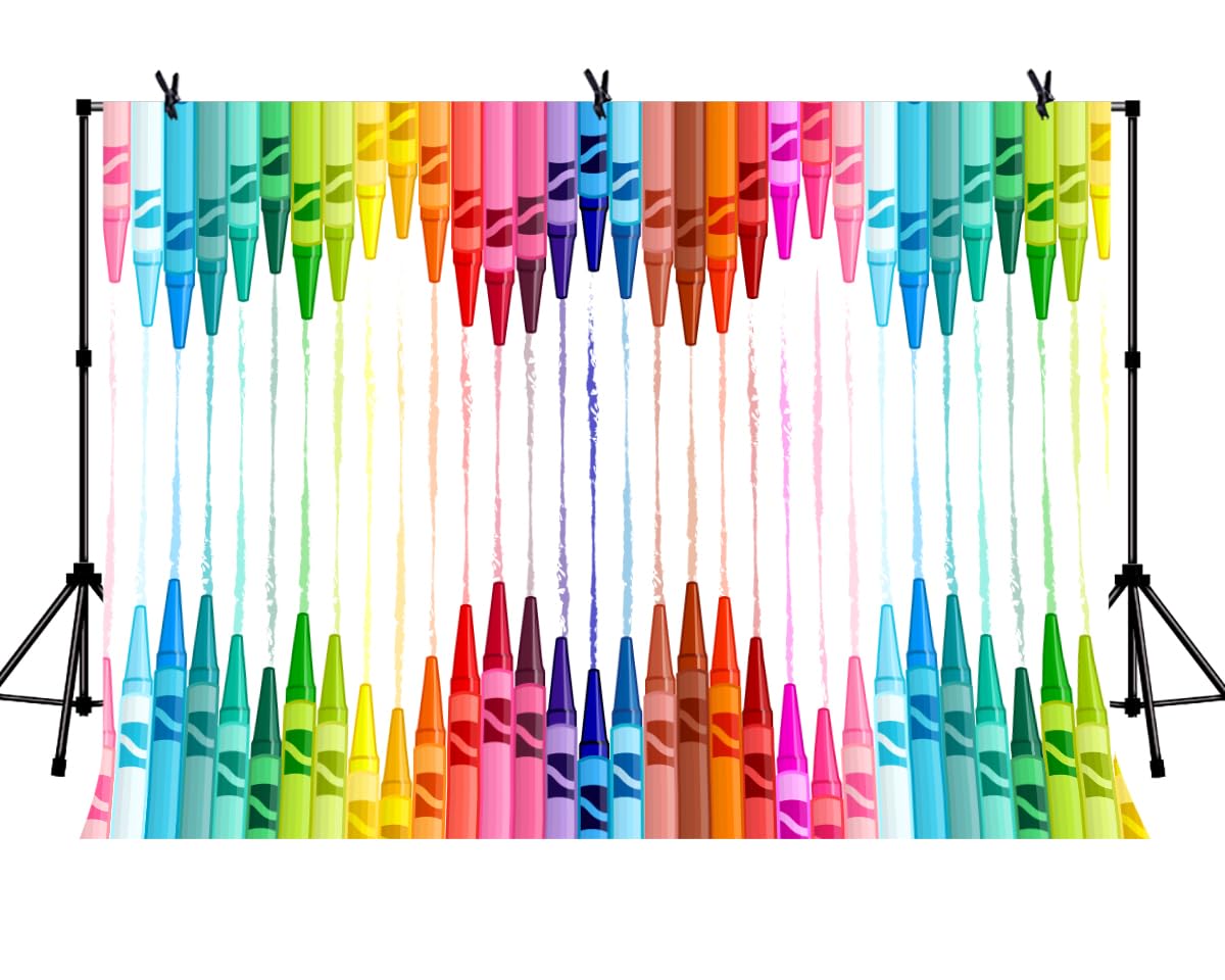 LYLYCTY Painting Backdrop, Color Crayons Kindergarten Kickoff Party Backgrounds 7x5 Feet Baby Shower Kids Birthday Photo Booth Banner