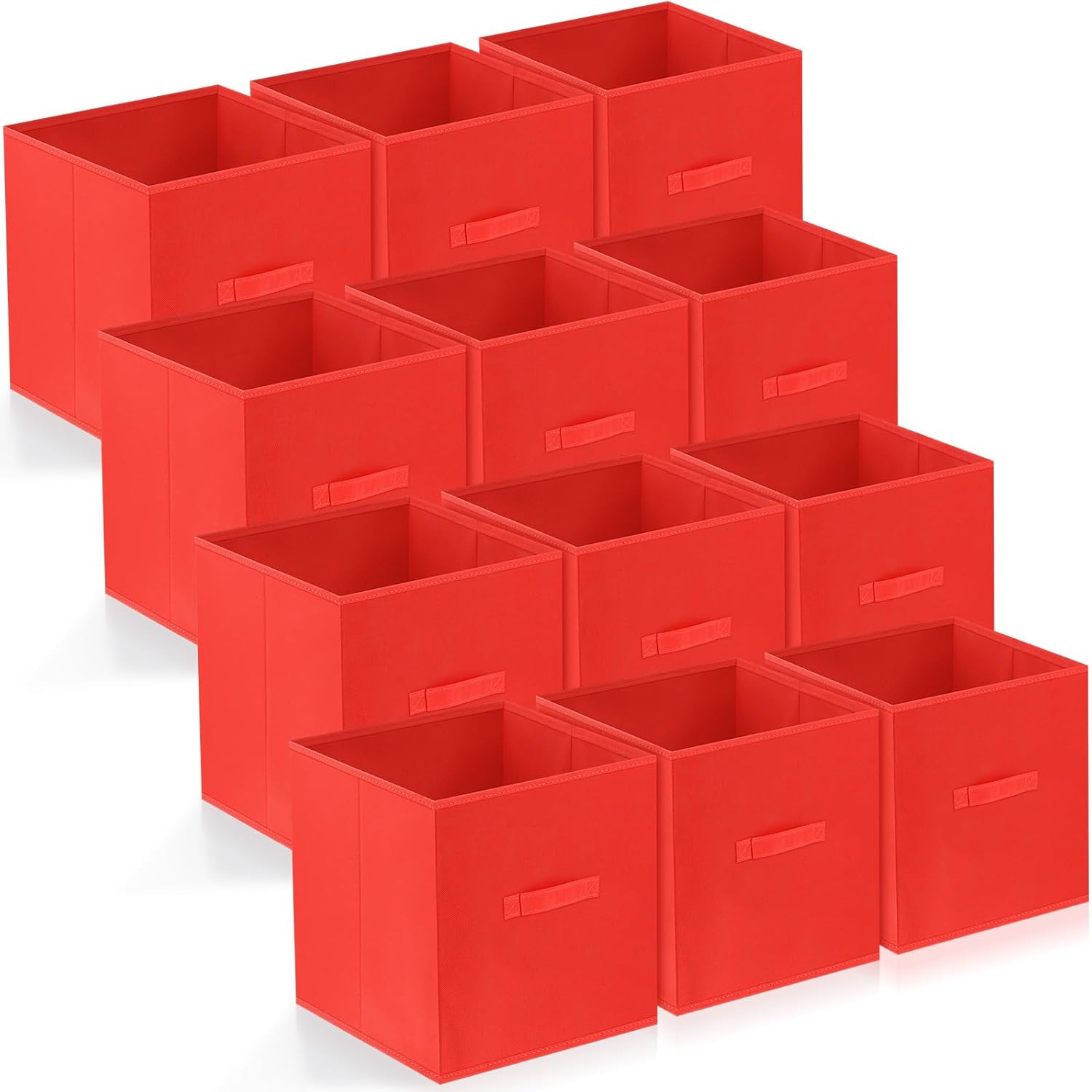 Seajan 12 Pcs Foldable 13 Inch Cube Storage Bins Large