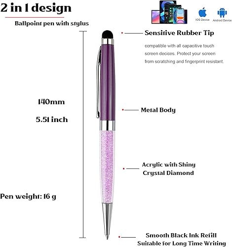 Miniatura 7 de Ancolo Bolígrafos de Negocios Personalizados Hermoso Cristal-Mensaje Publicitario Personalizado - Nombre del Equipo Grabado, Número de Teléfono,