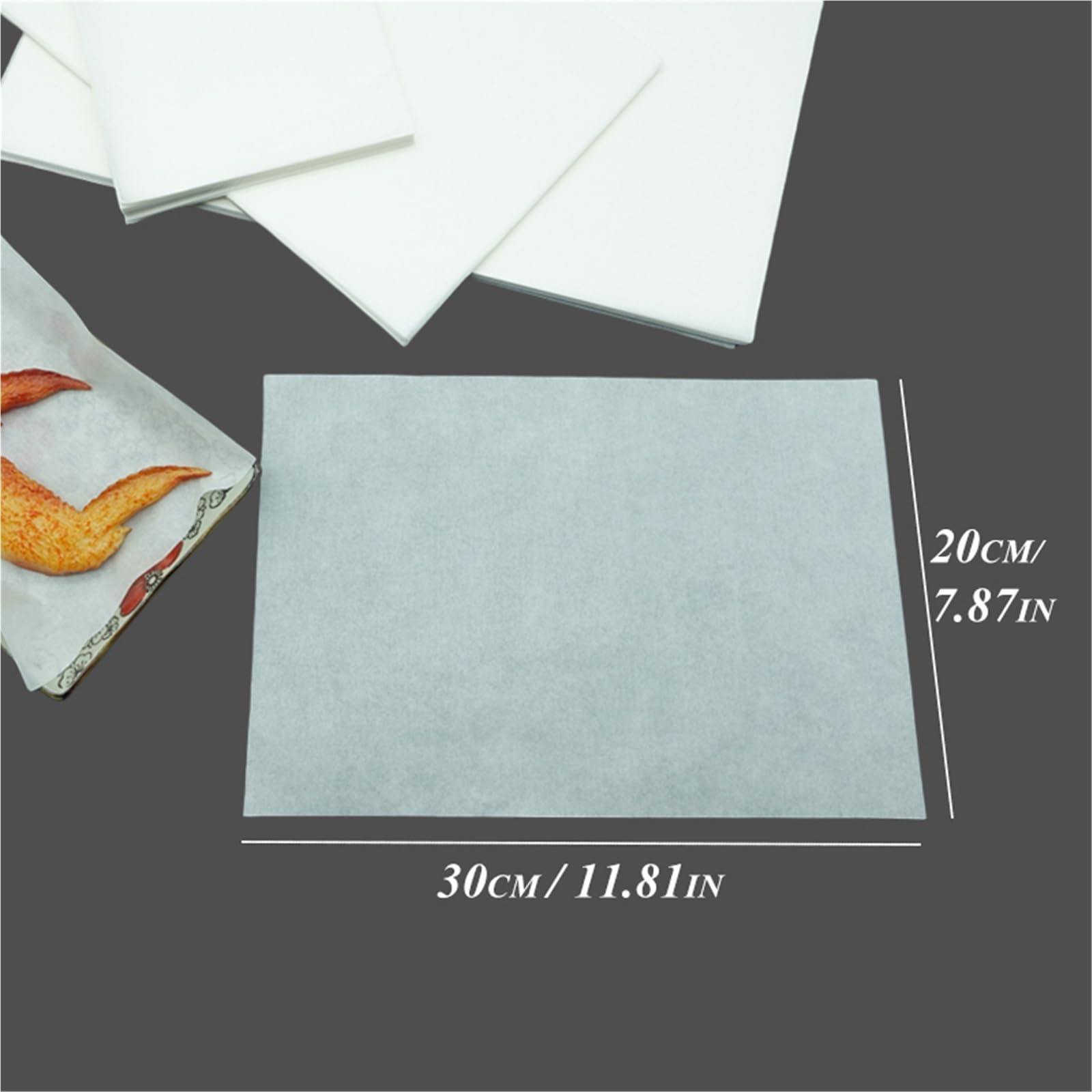 Papel de horno 50 piezas de papel hornear blanco sin blanquear, silicona doble cara for cocinar, asar, freír y(50PCS 30X20CM WHITE)