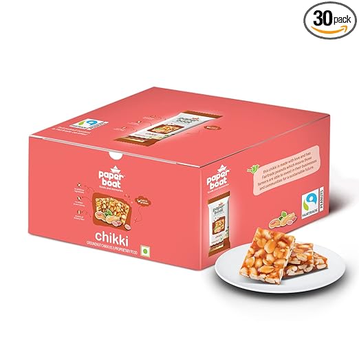 Paper Boat Chikki, Peanut Bar, No Added Preservatives and Colours | Gajak | Sweets | Made with Jaggery | Gazak (Pack of 30, 25g Each)