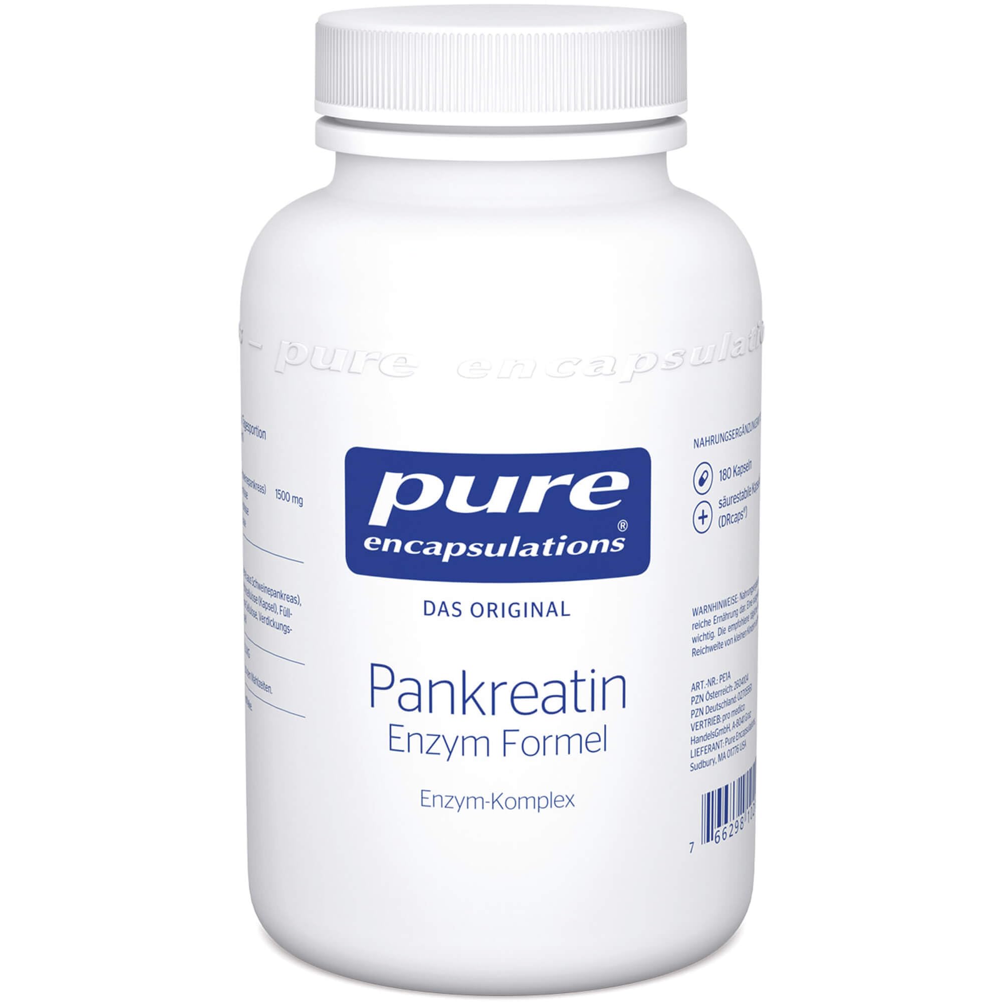 Pure Encapsulations - Pankreatin Enzym Formel - Hochwertiger Enzym-Komplex mit Protease, Amylase und Lipase - 180 Kapseln