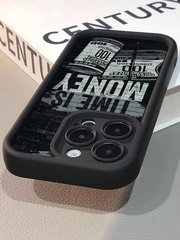 Image of COVERLY Time is Case Cover Compatible for iPhone 12 Pro | Hot 3D Dollar Painting Concave | 360 Camera Protection | Luxury Design Cute Print Liquid Silicone Elegant Phone Case (TPU | Black)