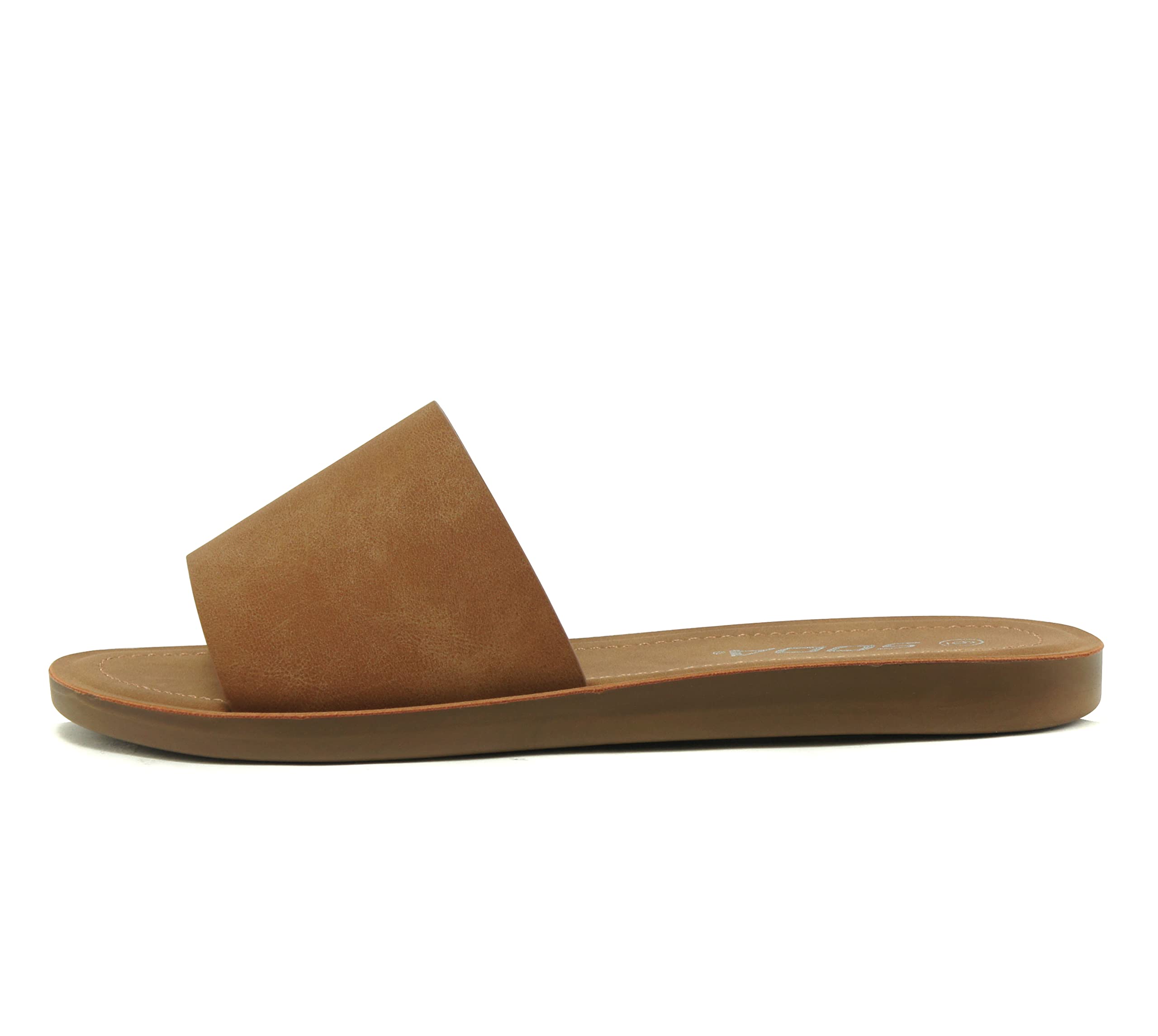 Soda Shoes Efron-S Women Flip Flops Basic Plain Slippers Slip On Sandals Slides Casual Peep Toe Beach